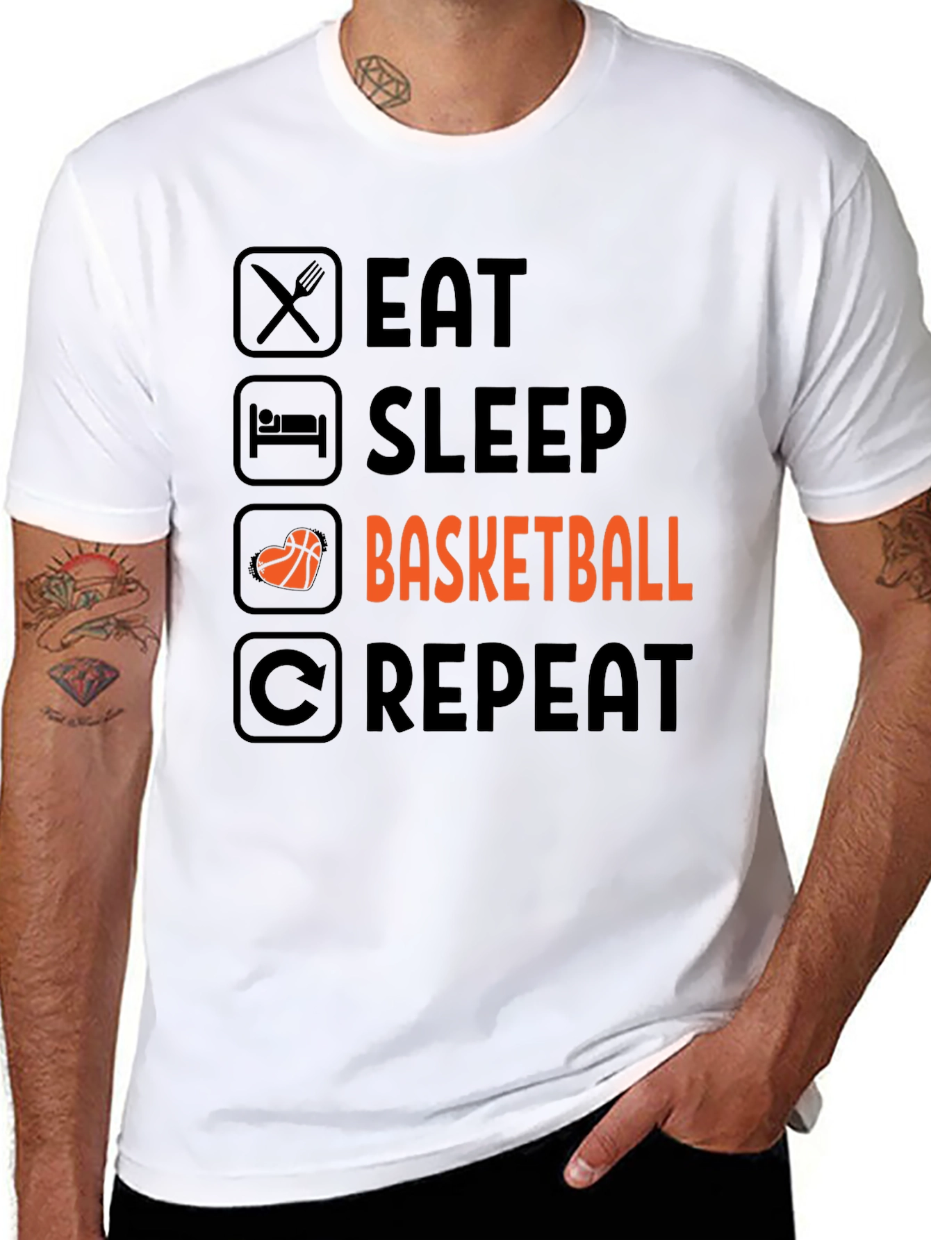 Eat Sleep Basketball Repeat Graphic Tee