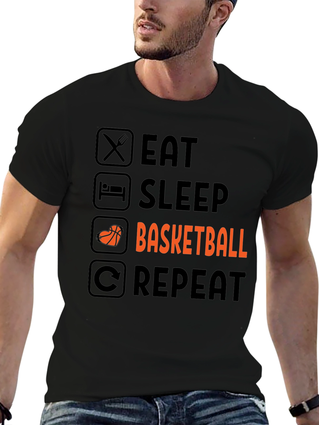 Eat Sleep Basketball Repeat Graphic Tee