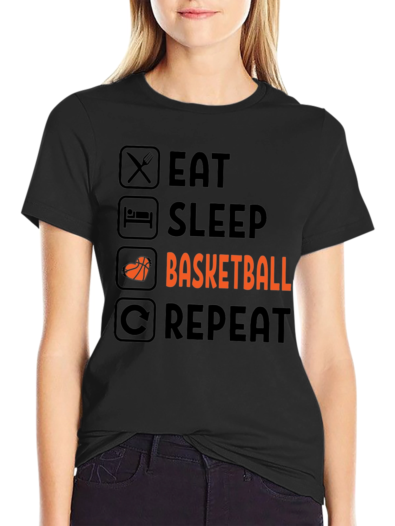 Eat Sleep Basketball Repeat Graphic Tee