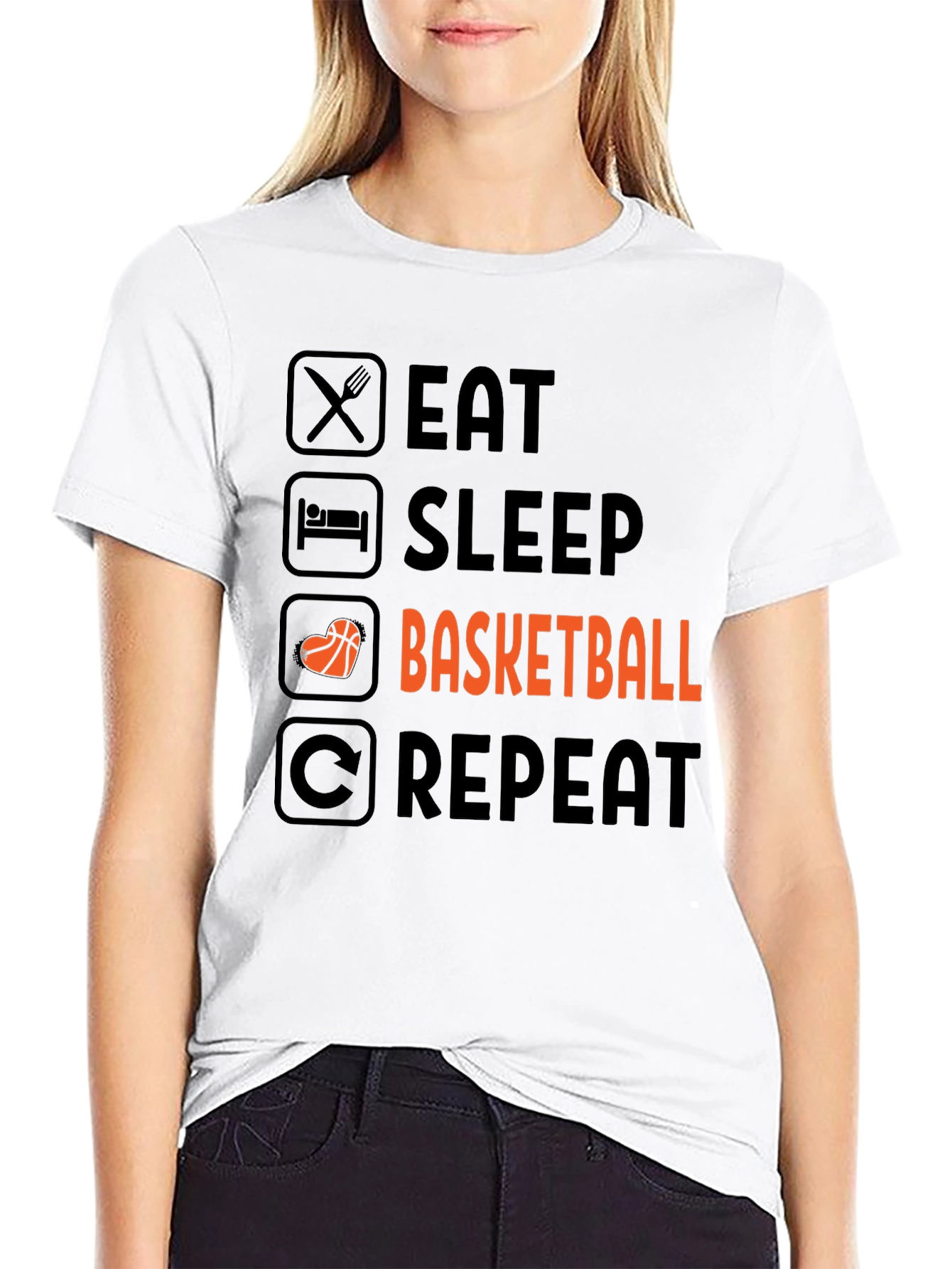 Eat Sleep Basketball Repeat Graphic Tee