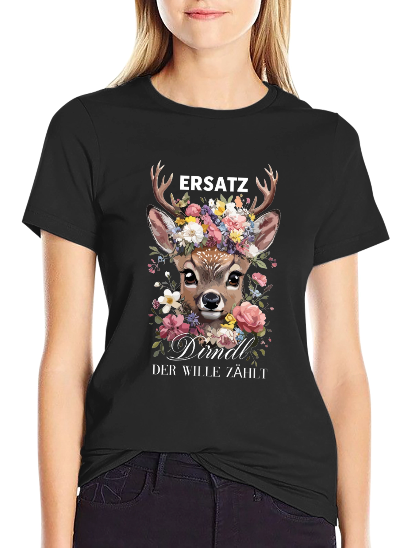 Ersatz Dirndl Deer Floral T-Shirt