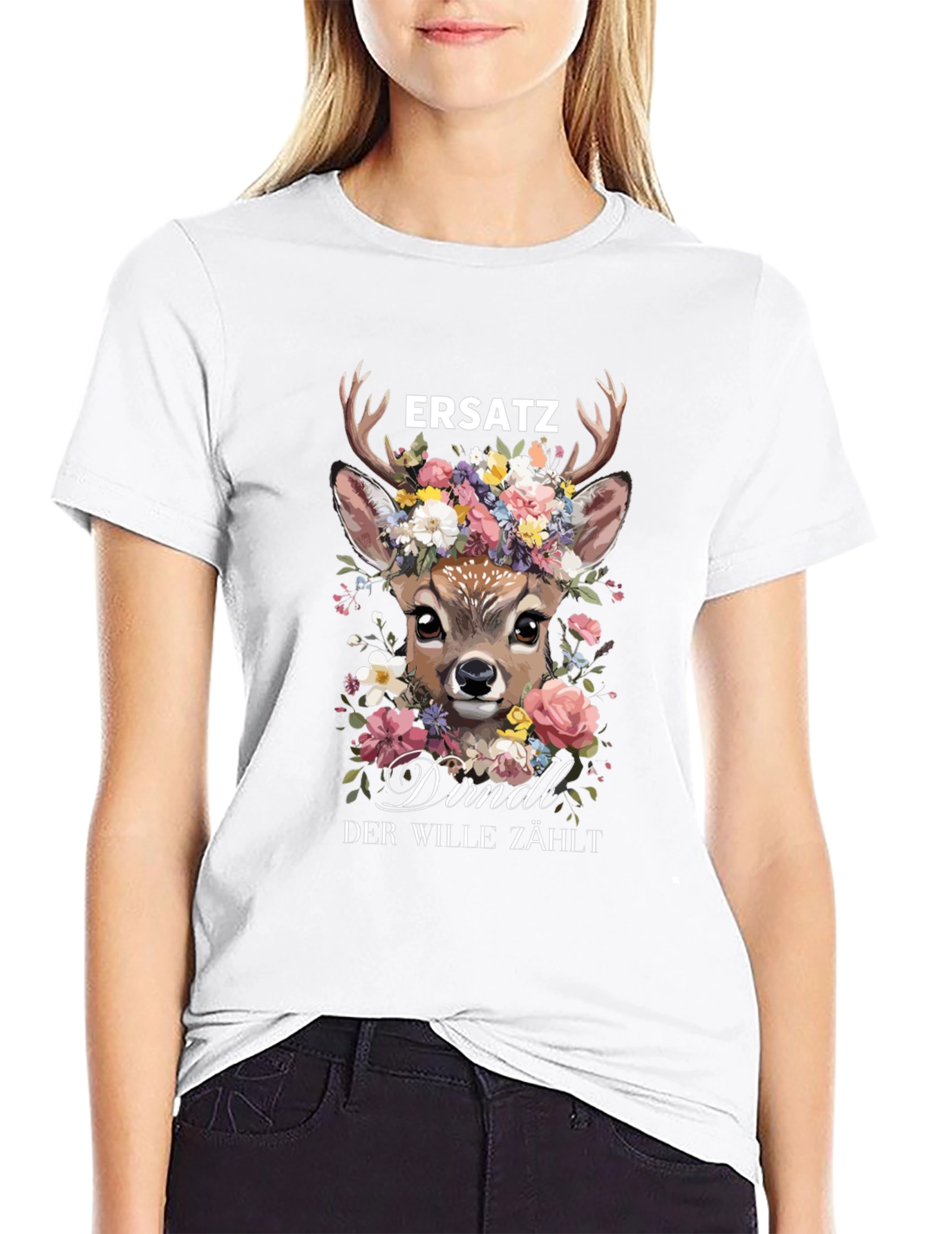 Ersatz Dirndl Deer Floral T-Shirt