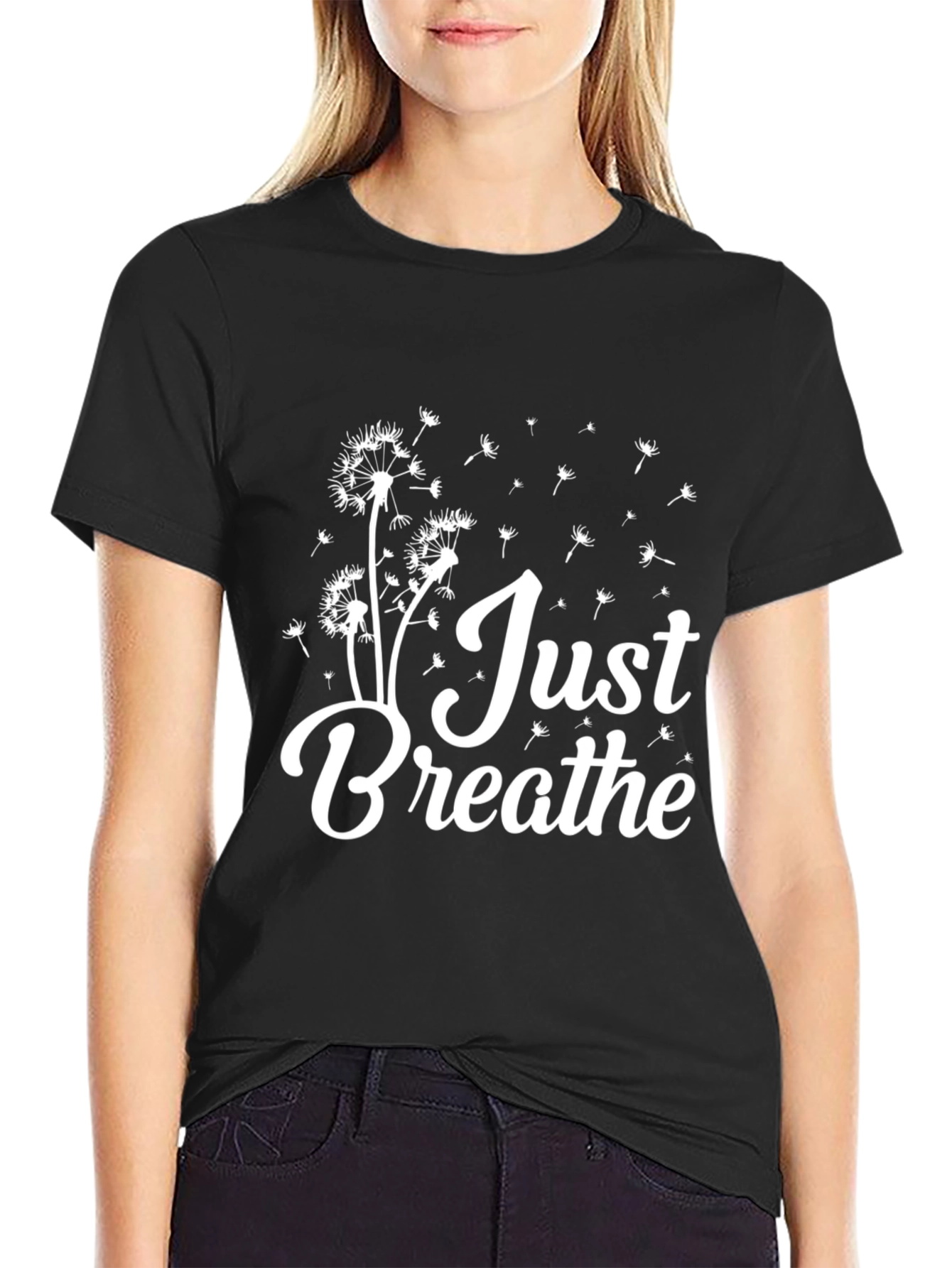 Just Breathe Black Graphic Tee