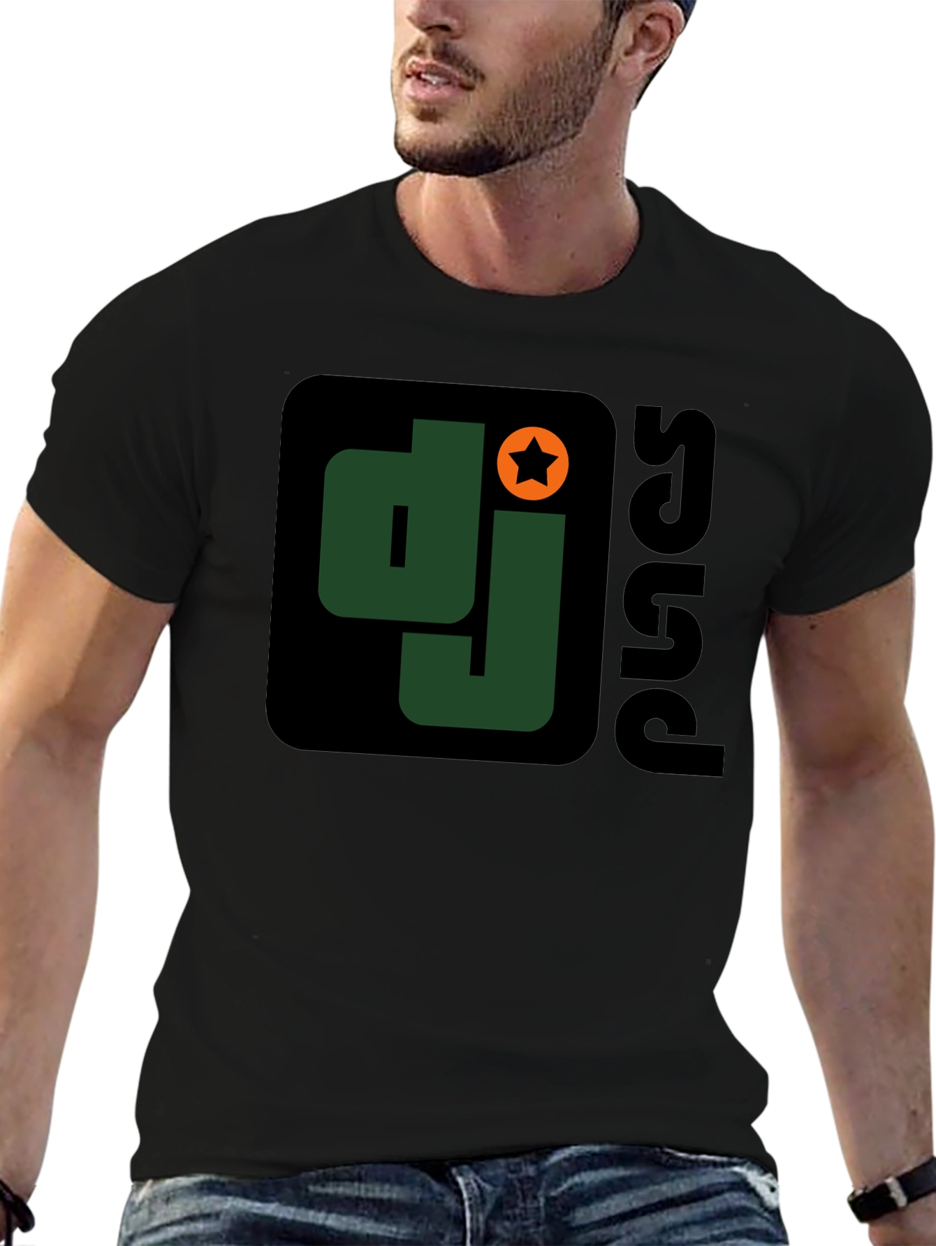 DJ Squad Graphic T-Shirt - Black Cotton Blend