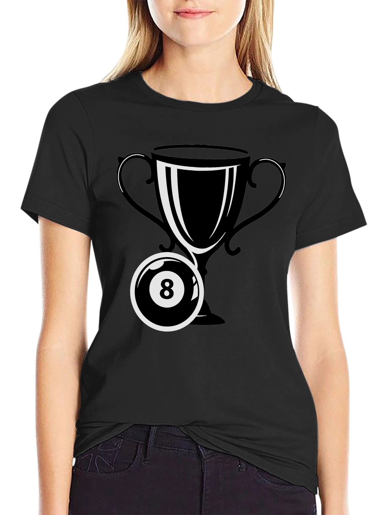 Trophy 8-Ball Graphic Tee - Black Cotton Blend