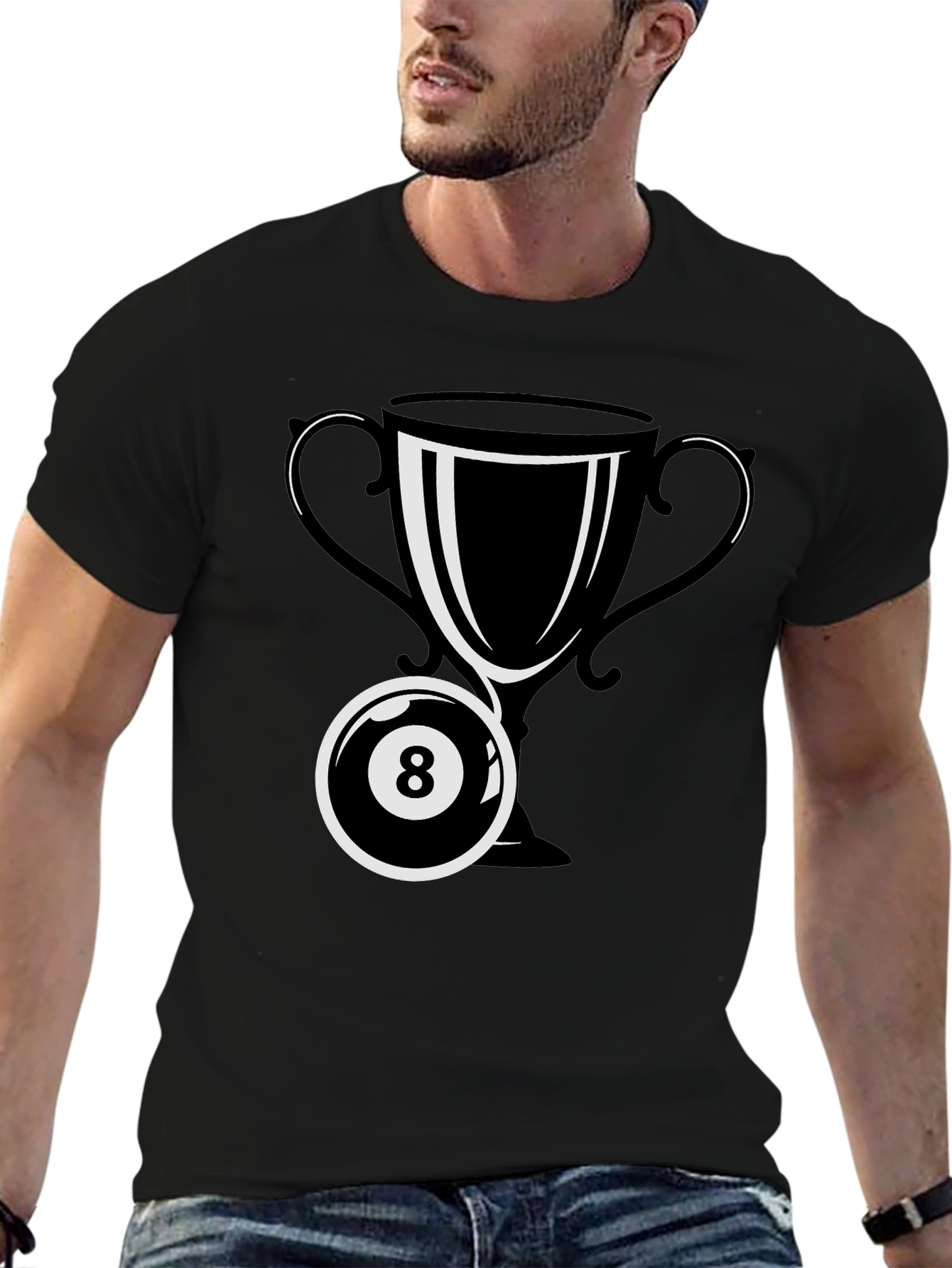 Trophy 8-Ball Graphic Tee - Black Cotton Blend