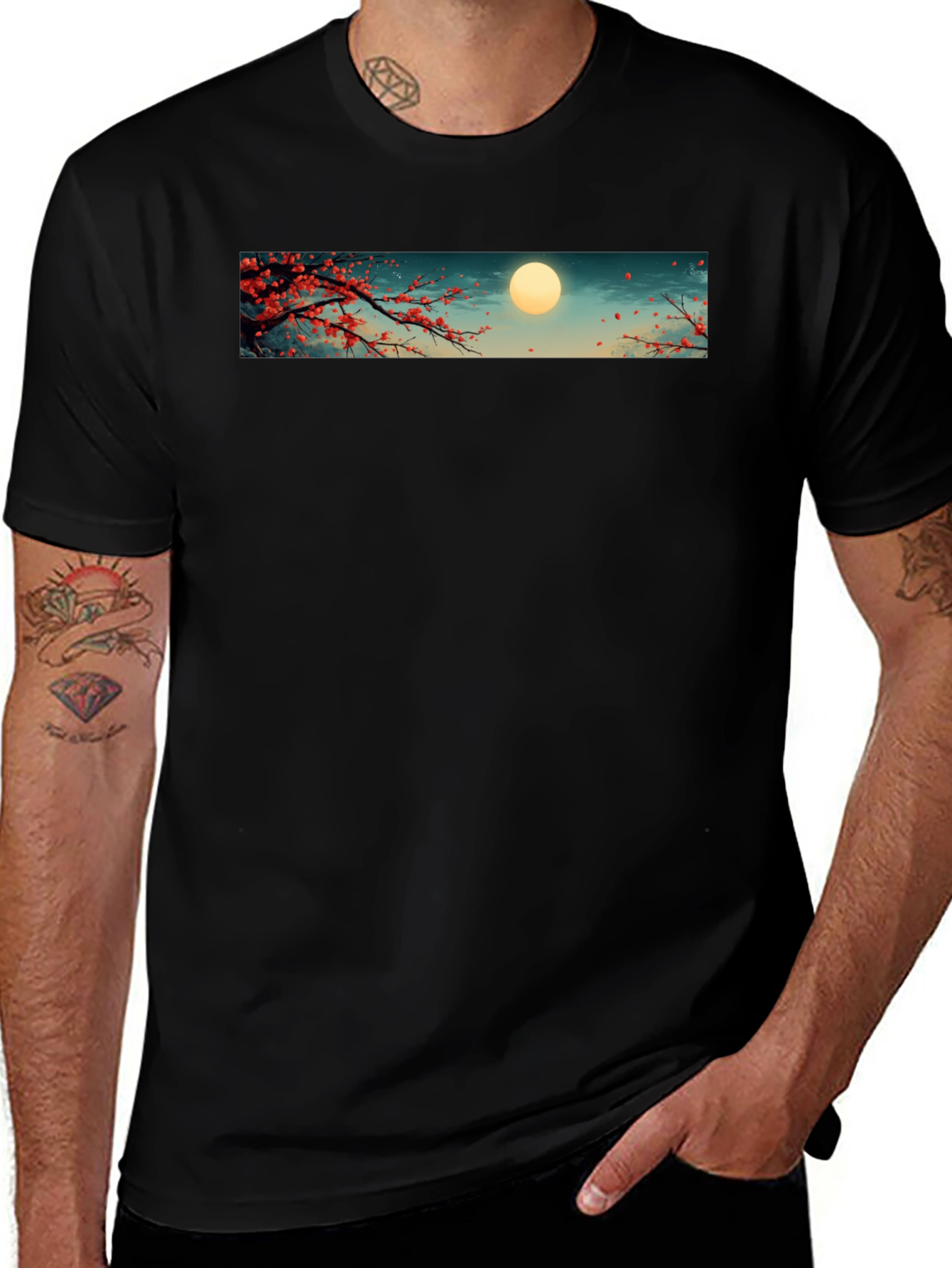Sakura Moon T-Shirt - Japanese Cherry Blossom Tee