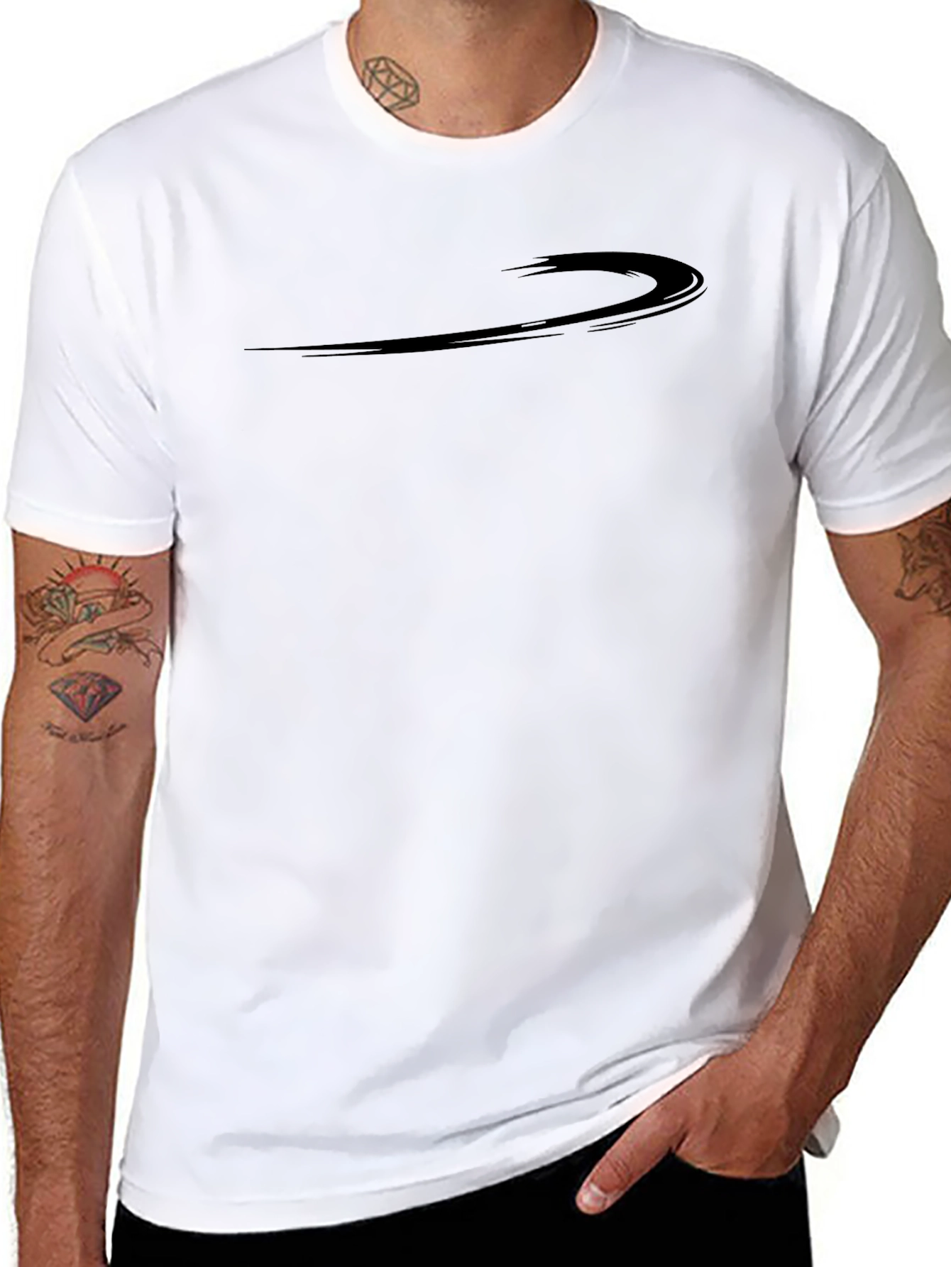 Mens Black Crew Neck Tee with Abstract Graphic