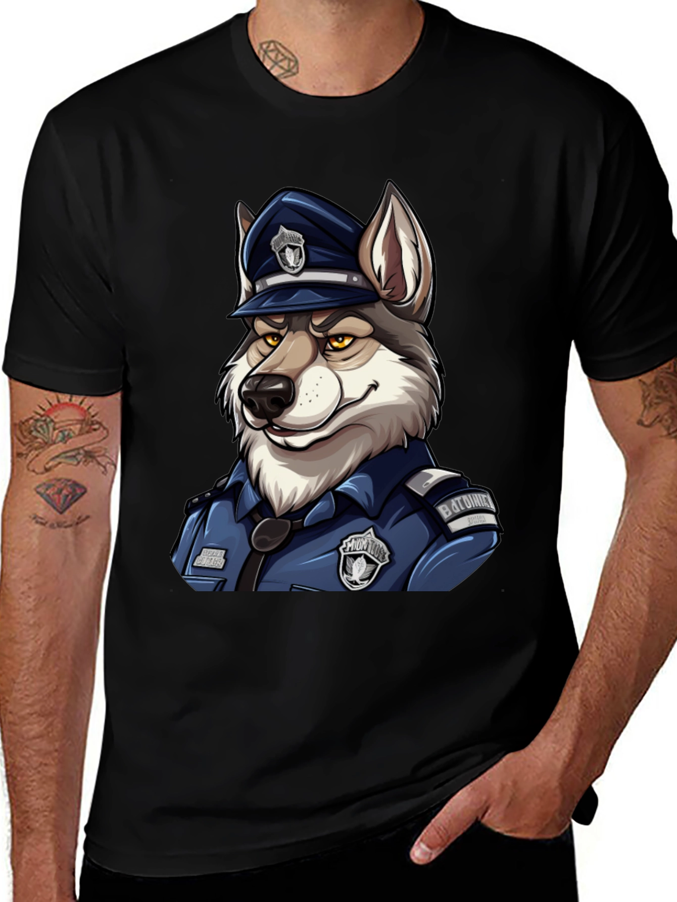 Wolf Cop Graphic T-Shirt - Black