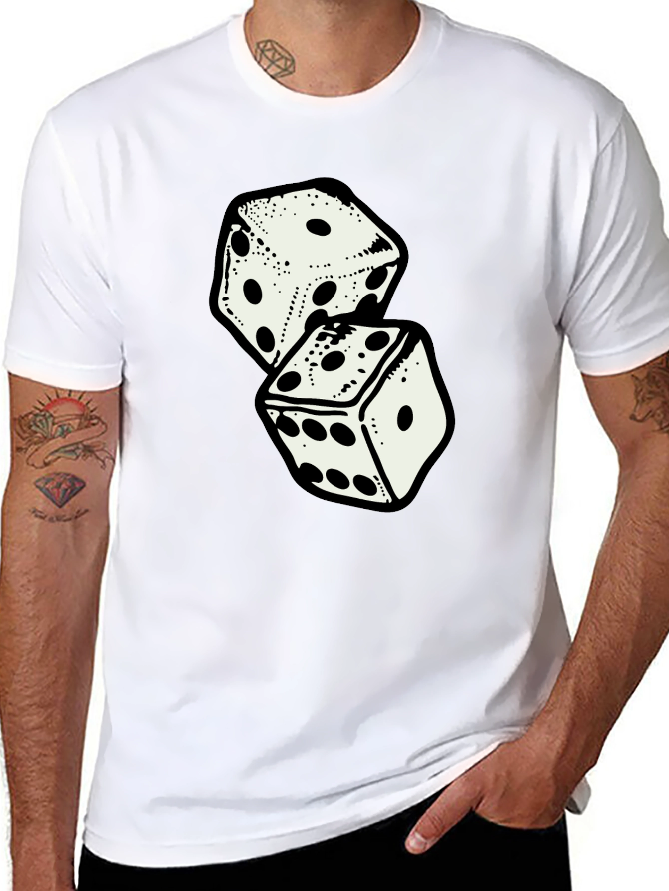 Dice Graphic T-Shirt - Casual Black Tee