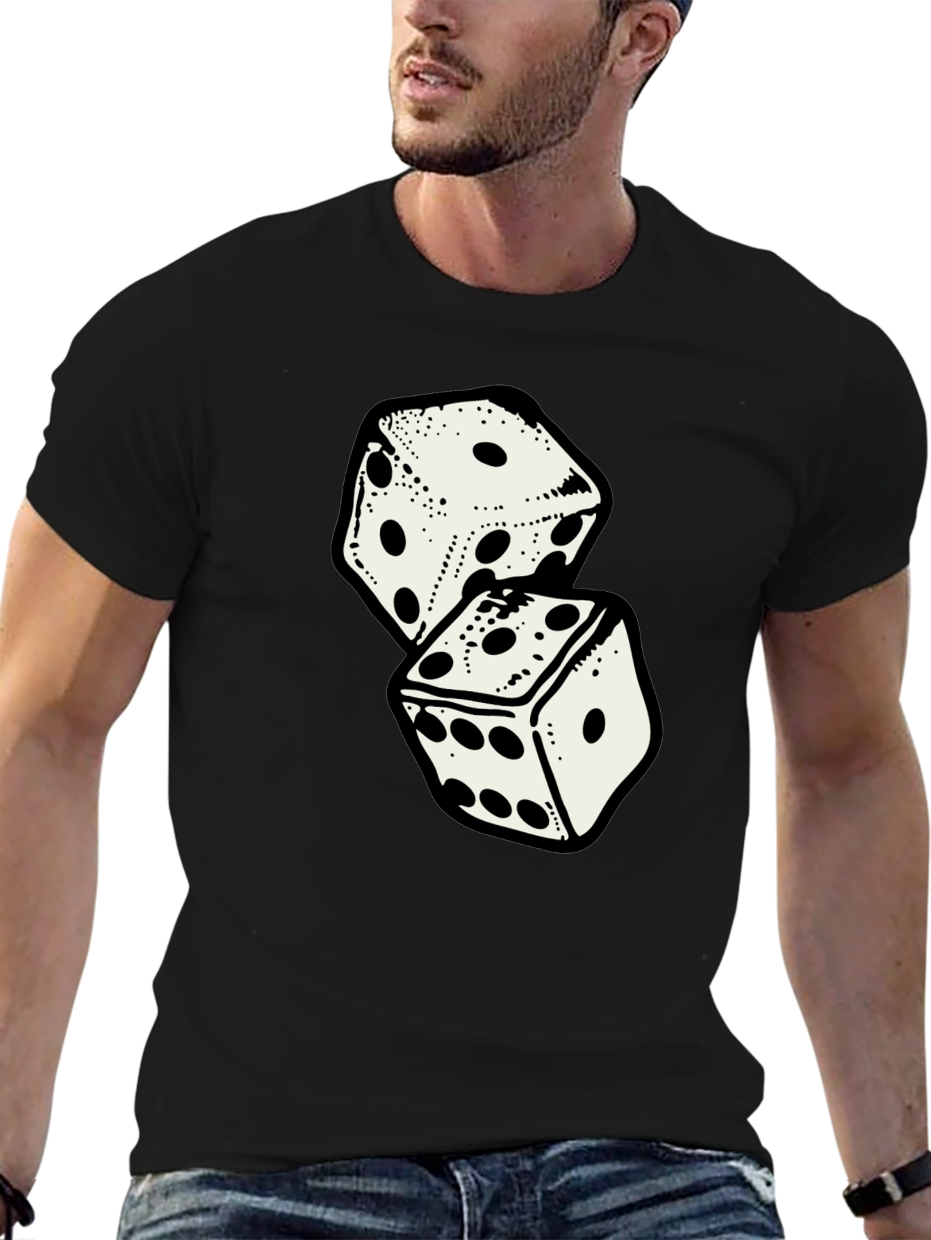 Dice Graphic T-Shirt - Casual Black Tee