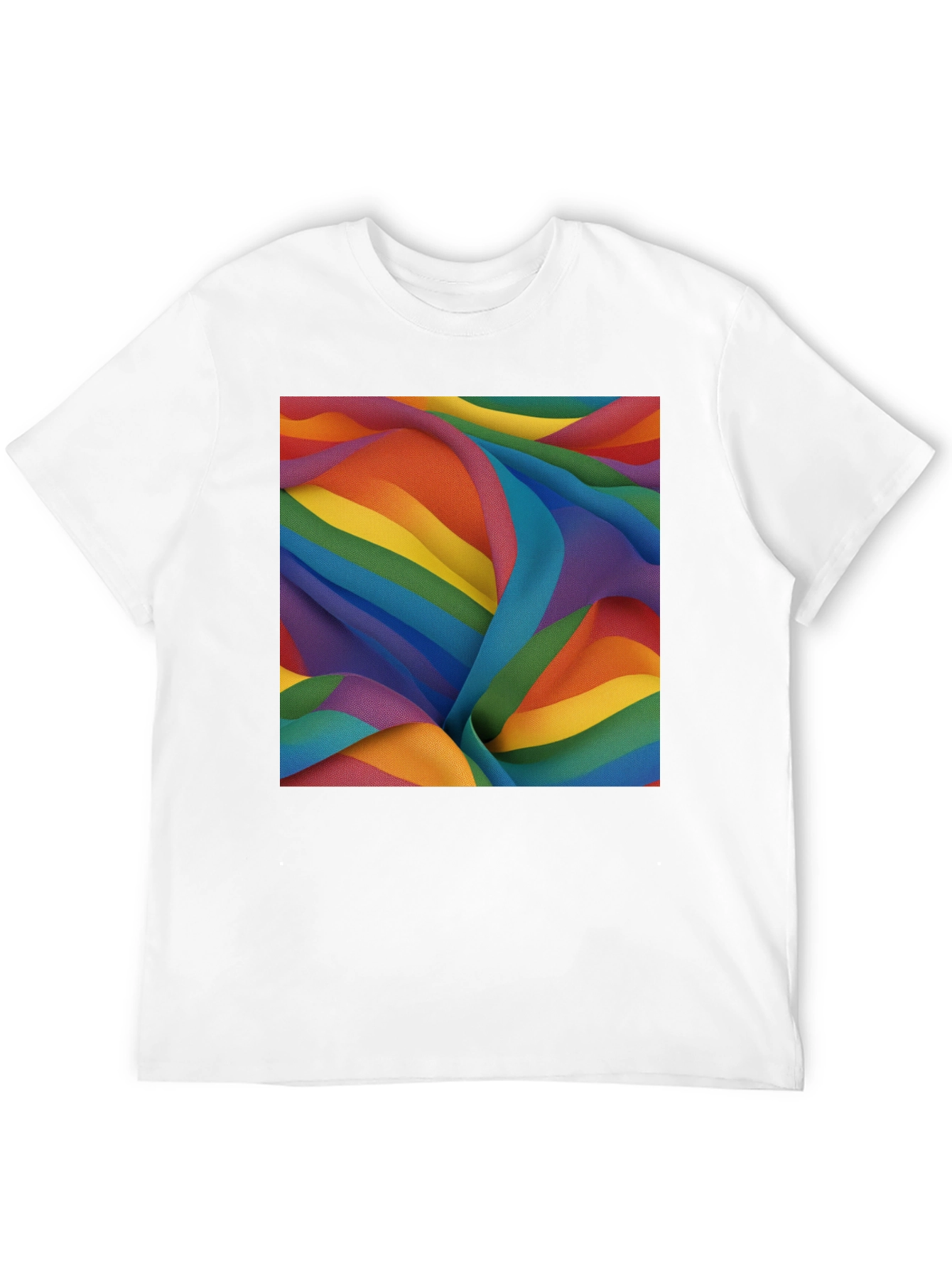 Rainbow Fabric Pattern Black T-Shirt