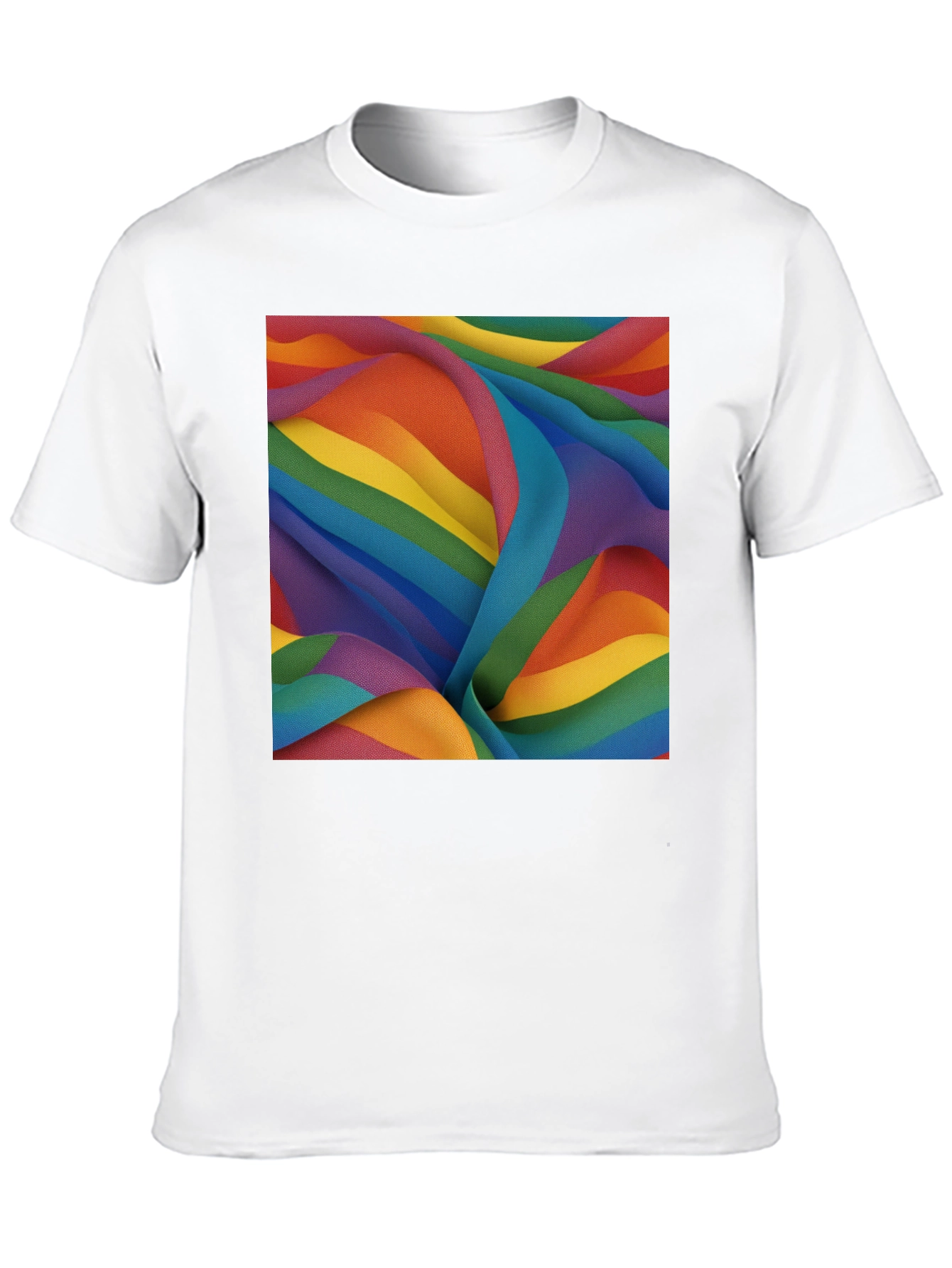 Rainbow Fabric Pattern Black T-Shirt