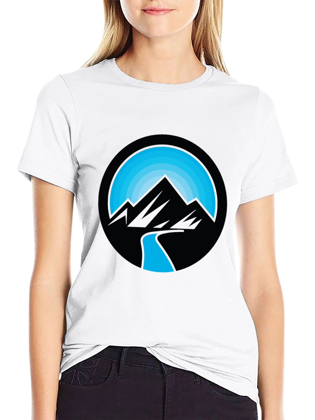 Mountain River Graphic Black T-Shirt