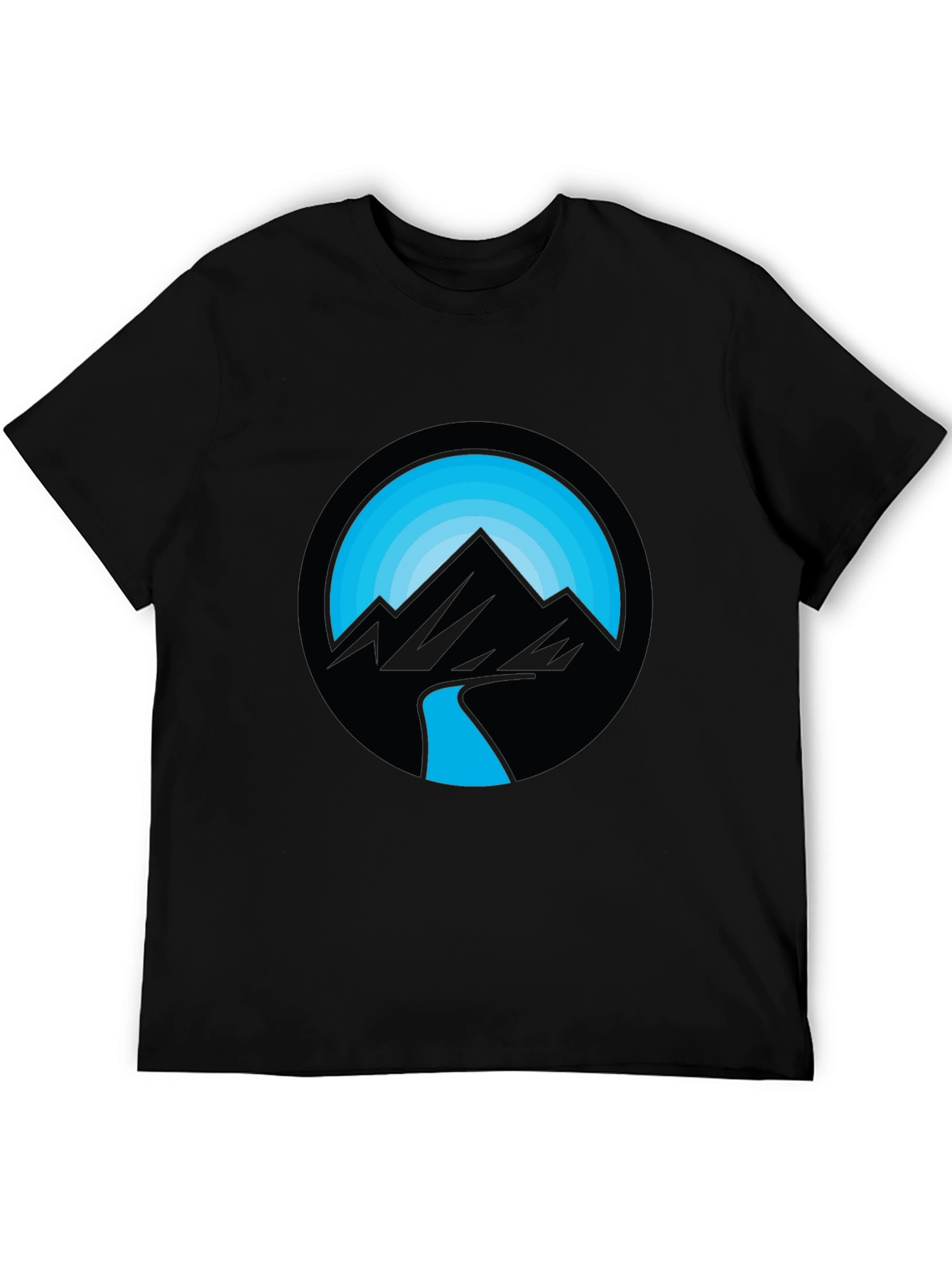Mountain River Graphic Black T-Shirt