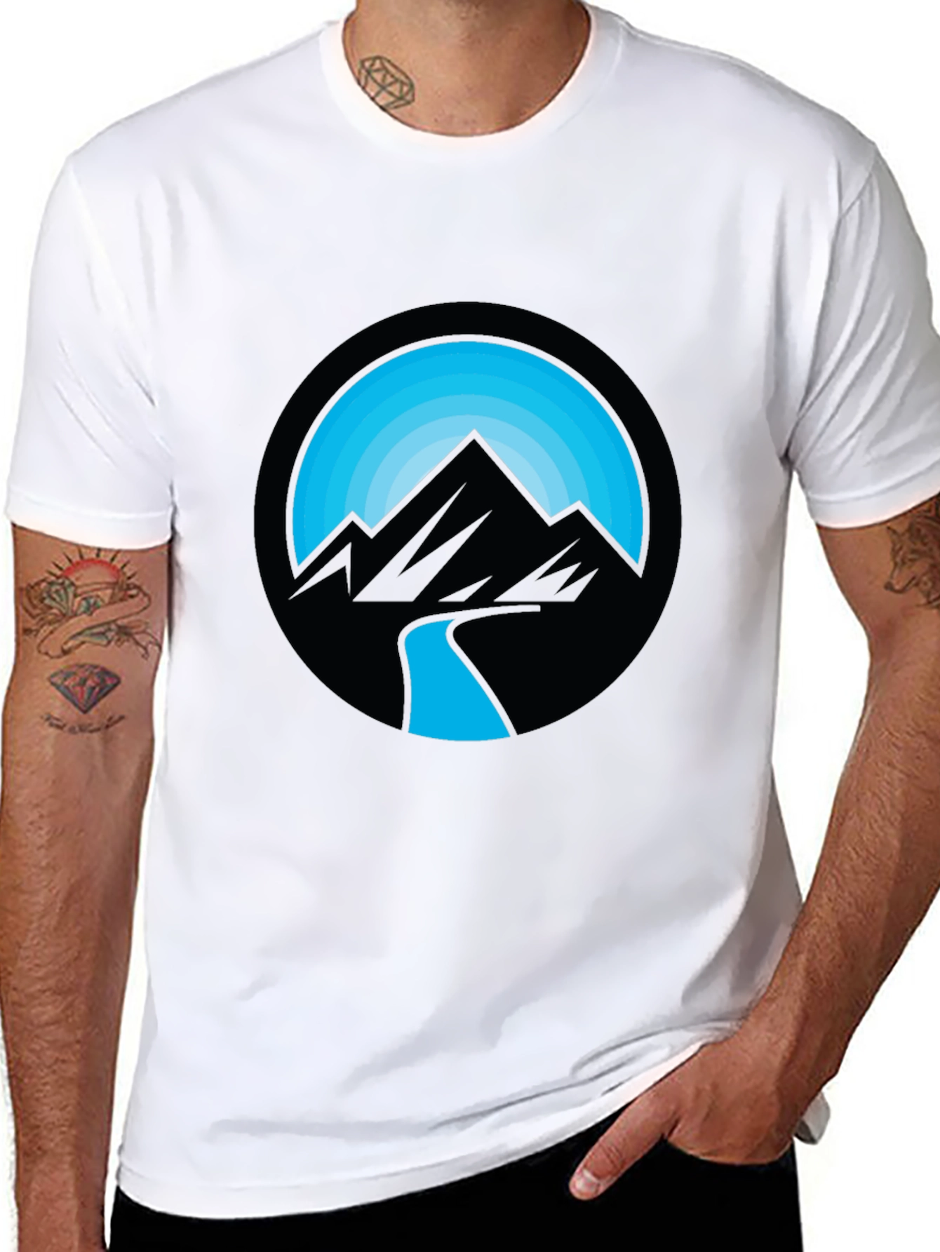 Mountain River Graphic Black T-Shirt