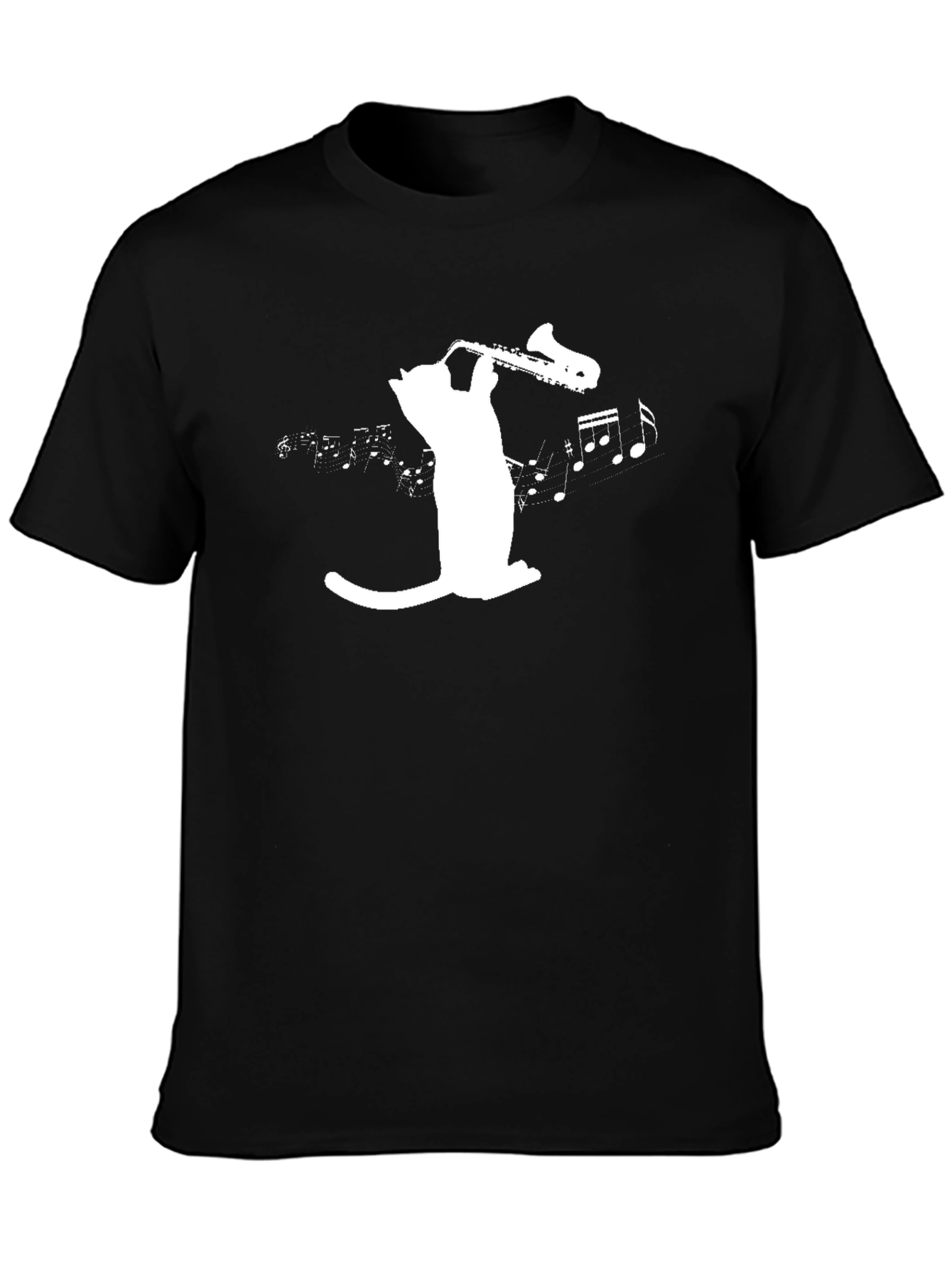 Cat Saxophone T-Shirt - Music Lover Tee