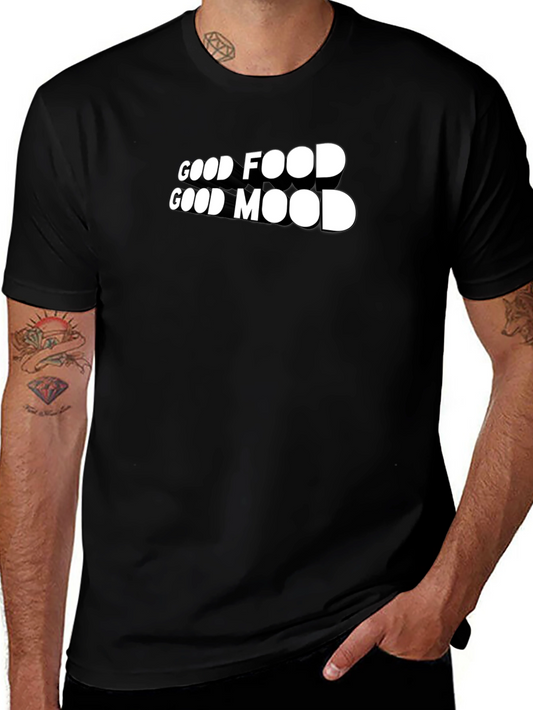 Good Food Good Mood Graphic Tee - Trendy Casual Shirt