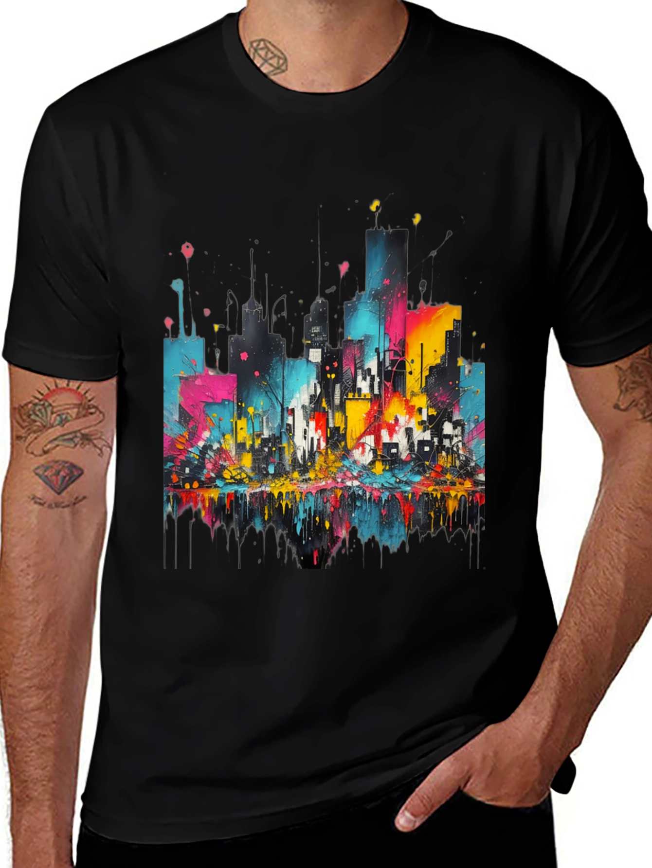 Urban Art T-Shirt - Vivid Cityscape Design