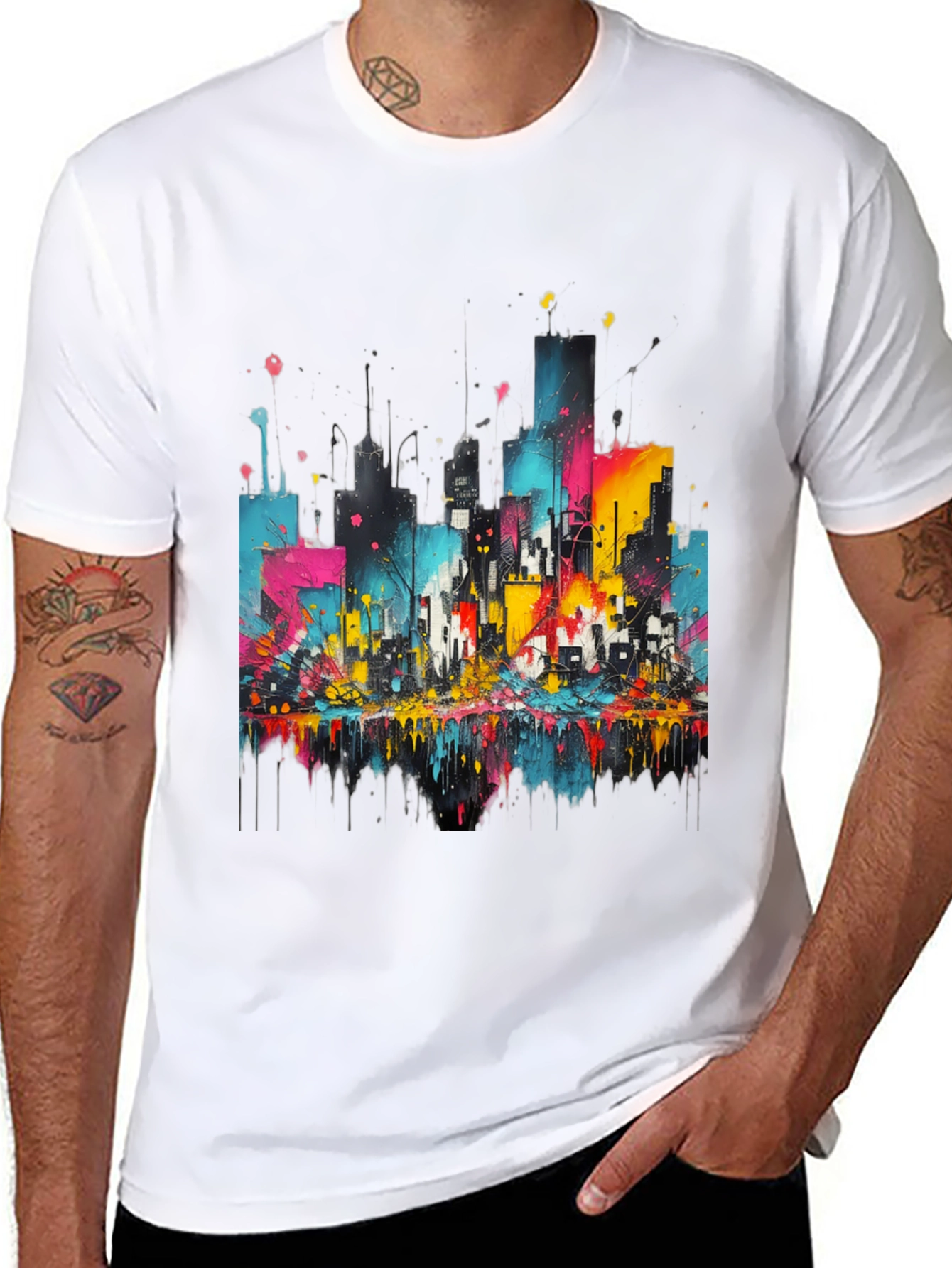 Urban Art T-Shirt - Vivid Cityscape Design