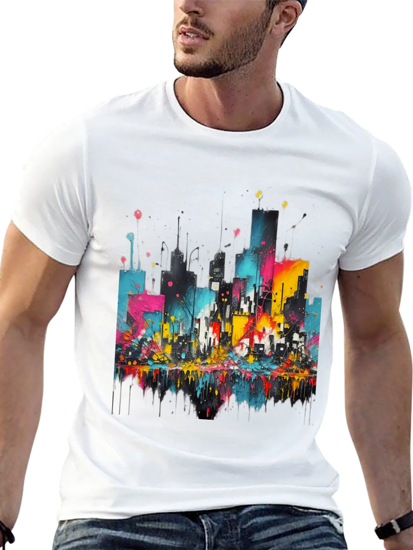 Urban Art T-Shirt - Vivid Cityscape Design