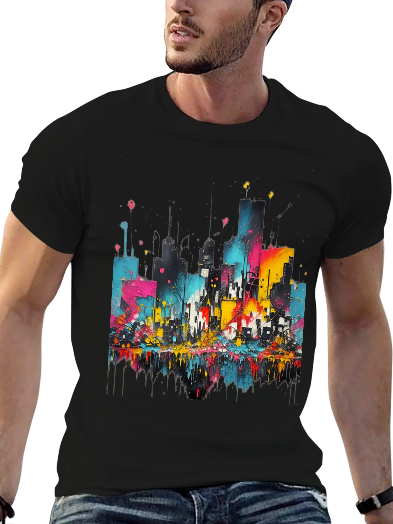 Urban Art T-Shirt - Vivid Cityscape Design