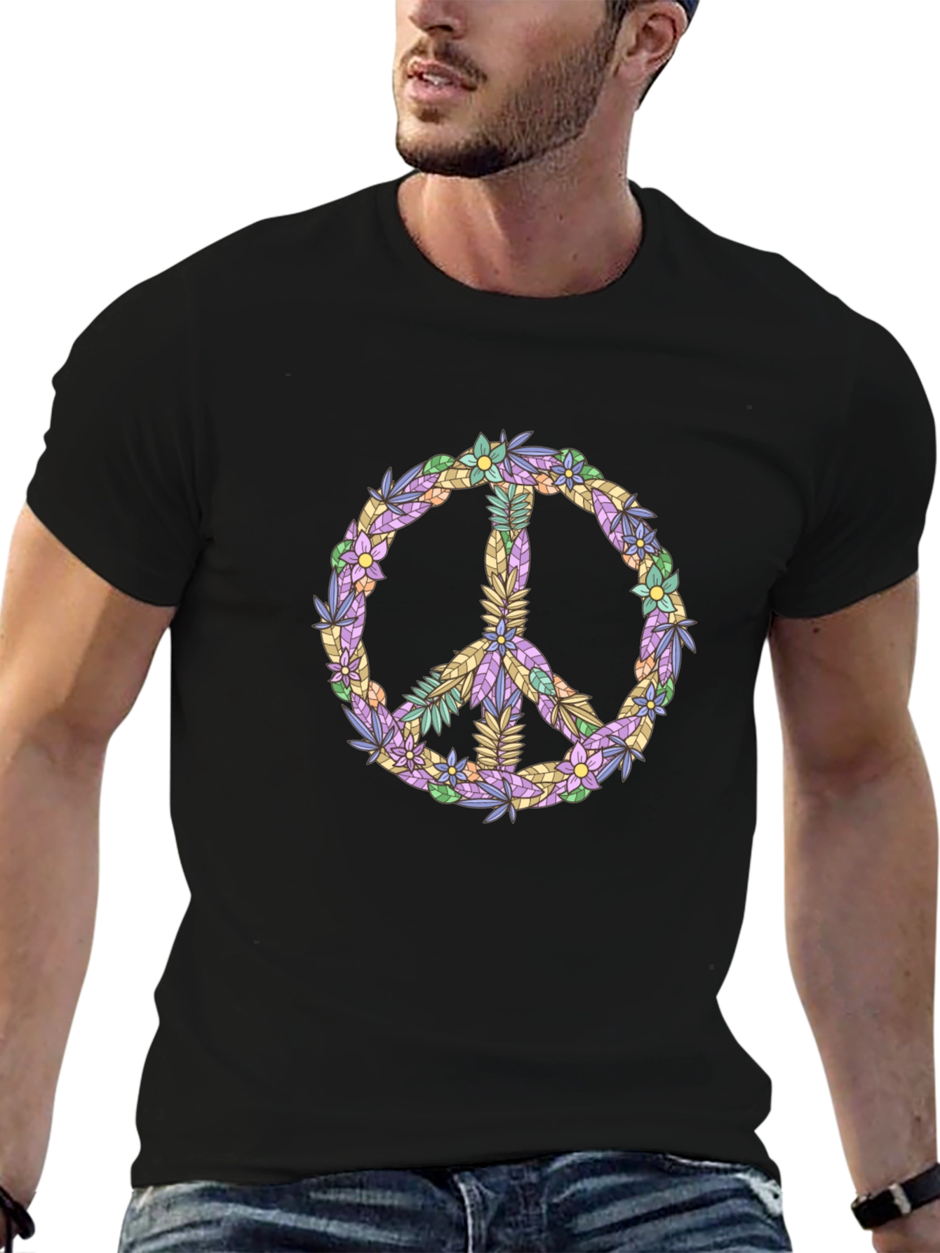 Floral Peace Sign Graphic Tee