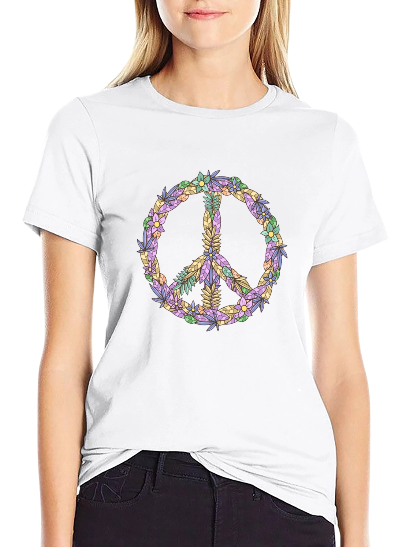 Floral Peace Sign Graphic Tee
