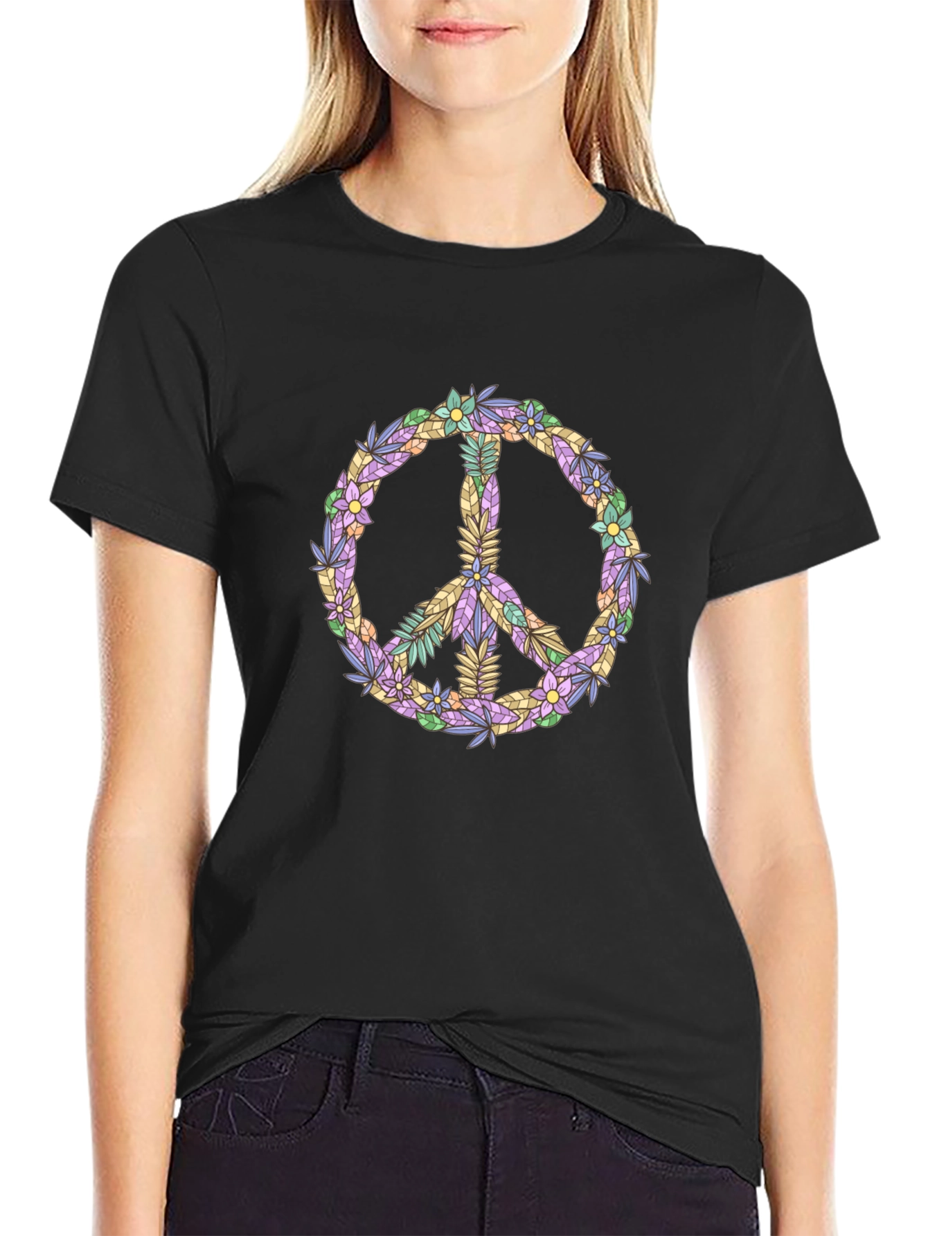 Floral Peace Sign Graphic Tee