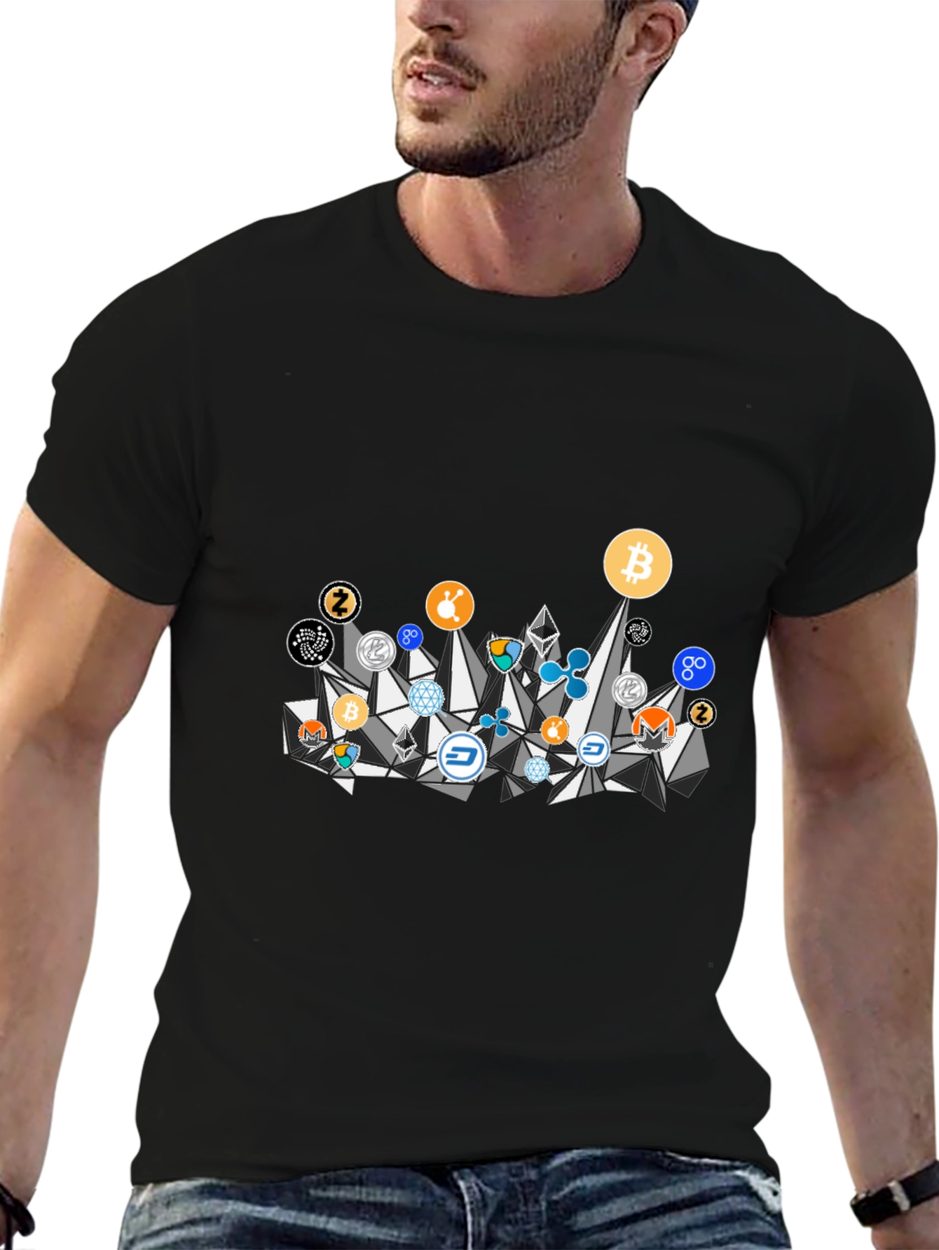 Crypto Coins Graphic Tee - Black