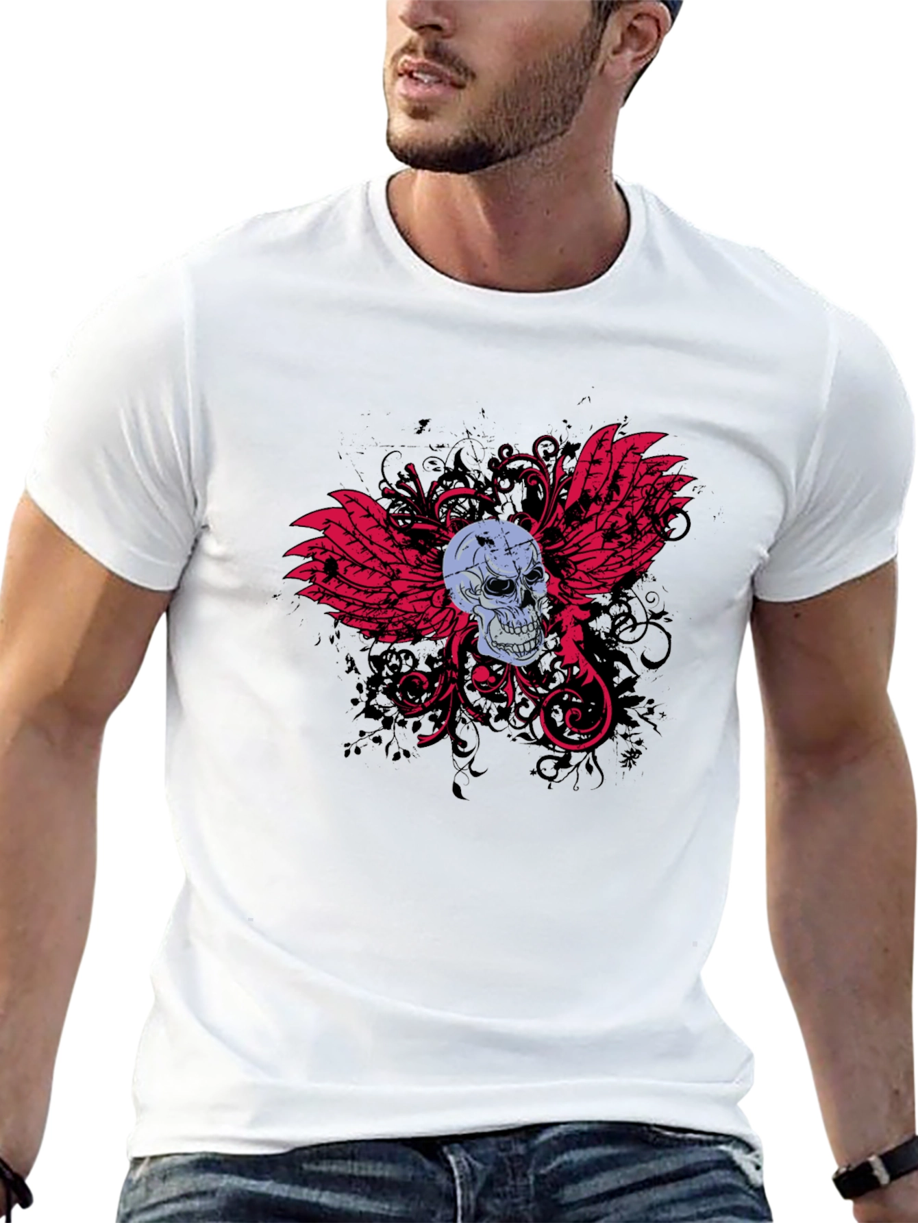 Skull & Wings Graphic T-Shirt - Edgy Design