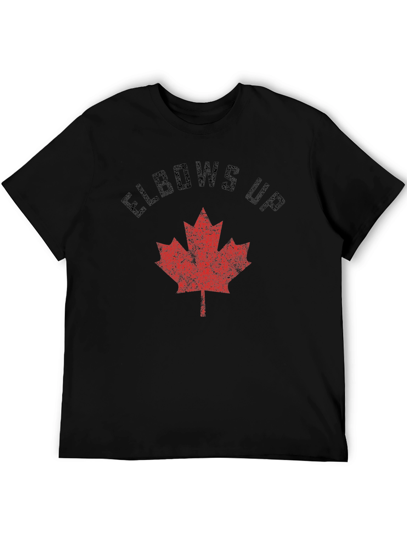 Elbows Up Maple Leaf Graphic Tee - Black