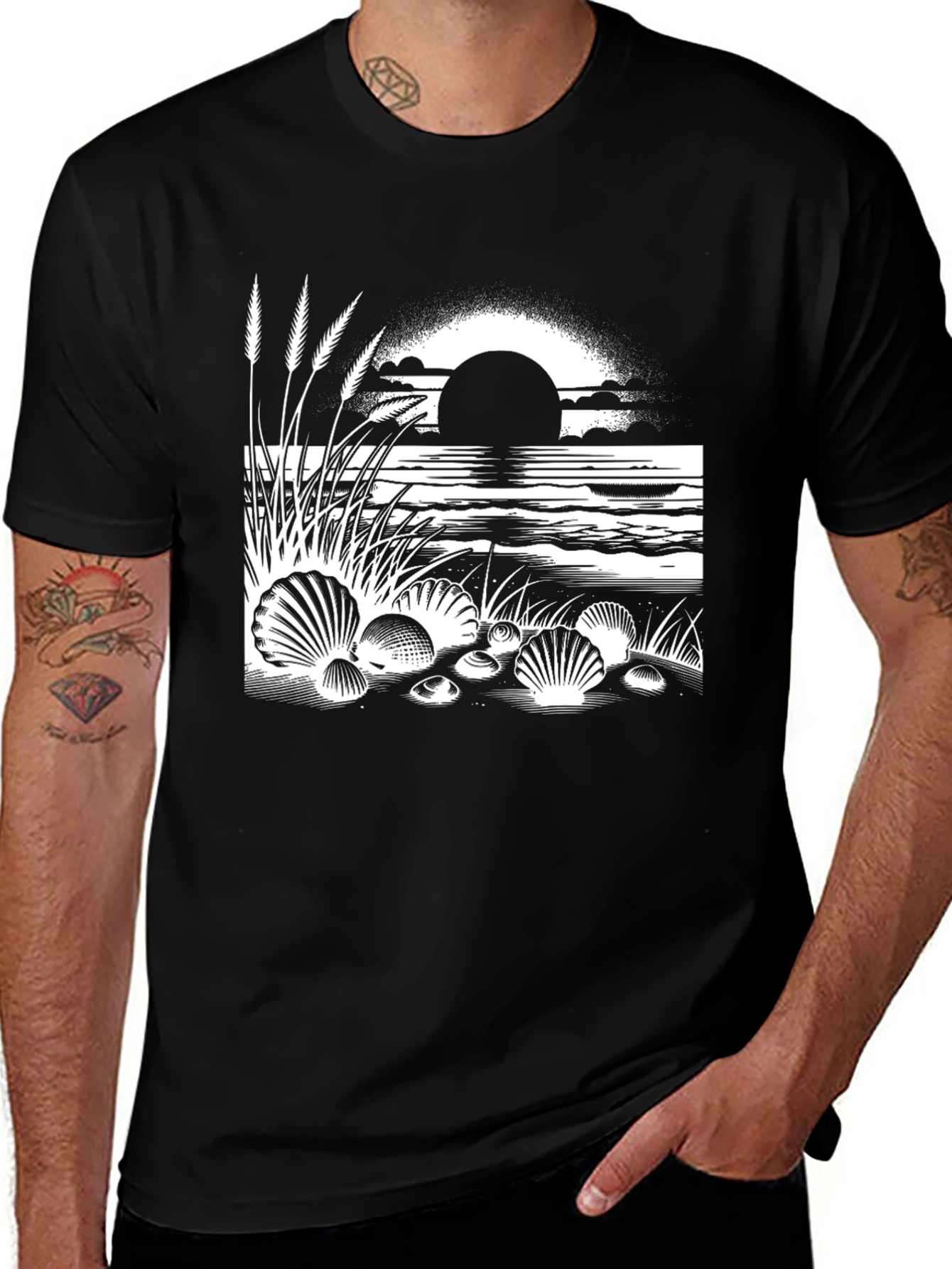 Seascape Graphic Tee - Black