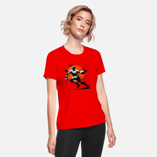 Dynamic Handball Player Action Art Orange Burst