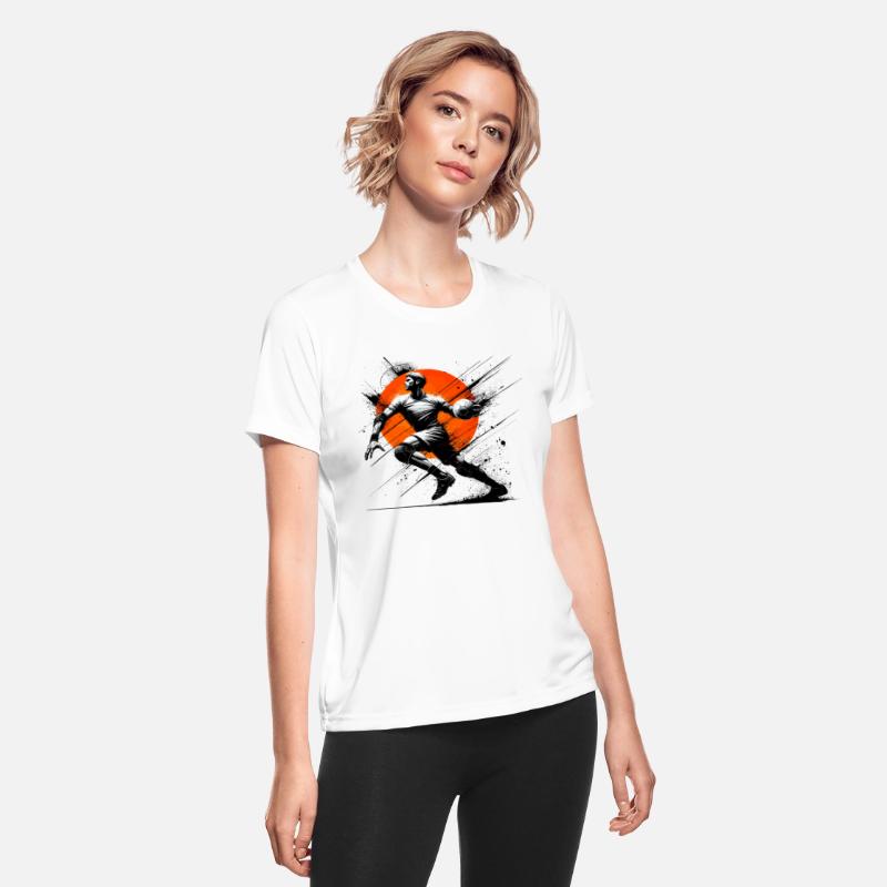 Dynamic Handball Player Action Art Orange Burst