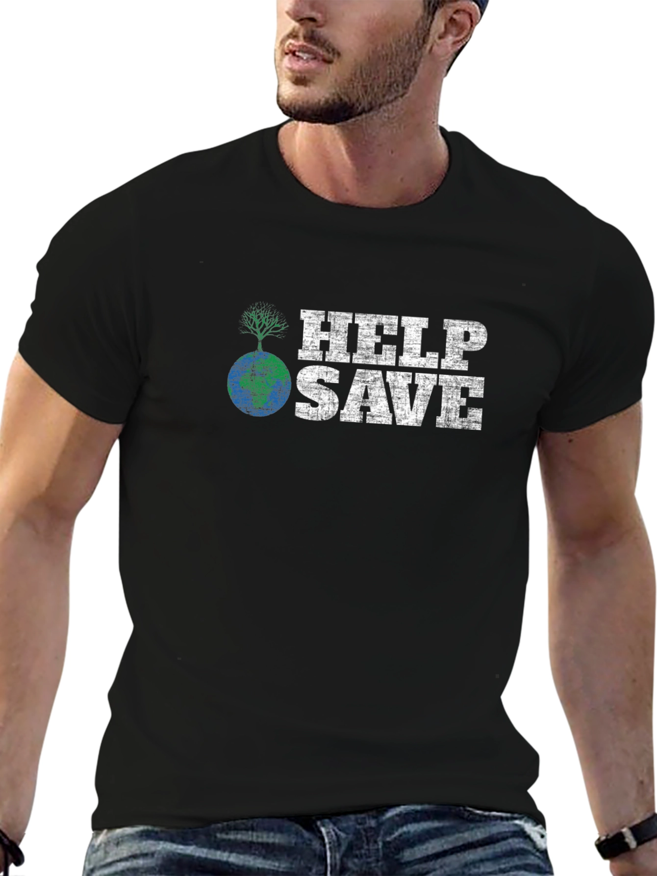 Help Save Earth Graphic T-Shirt - Black