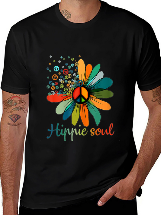 Hippie Soul Flower Graphic Tee - Peace Sign Design