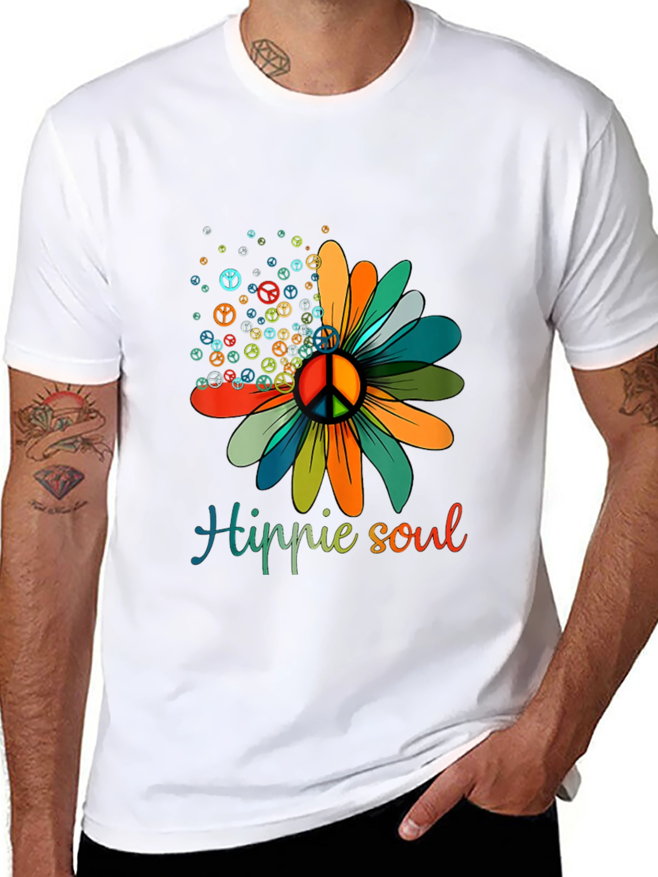 Hippie Soul Flower Graphic Tee - Peace Sign Design