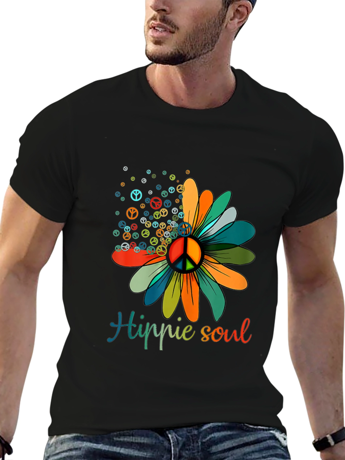 Hippie Soul Flower Graphic Tee - Peace Sign Design