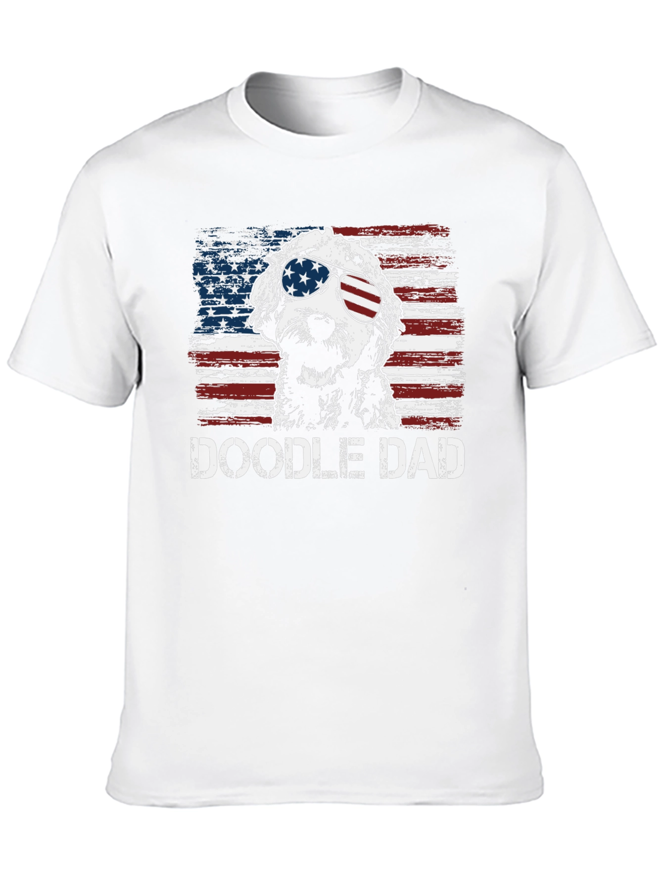 Doodle Dad American Flag Graphic T-Shirt