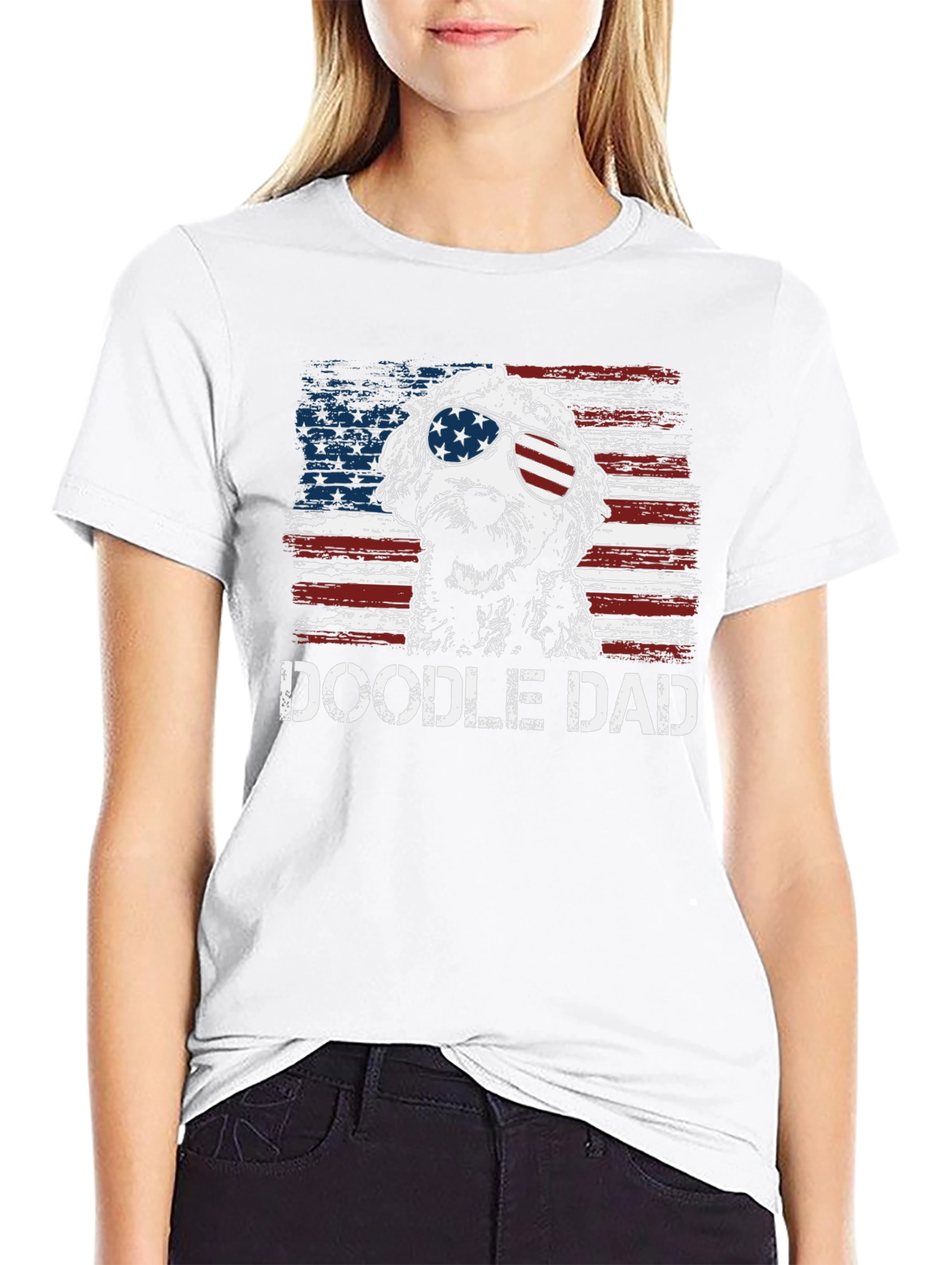 Doodle Dad American Flag Graphic T-Shirt