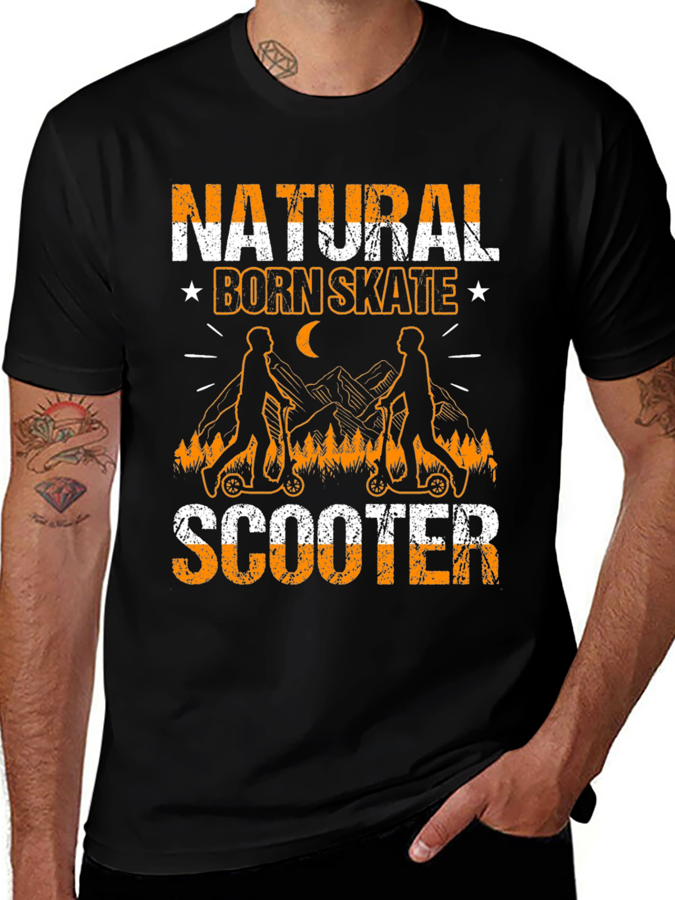 Natural Born Skate Scooter Black T-Shirt