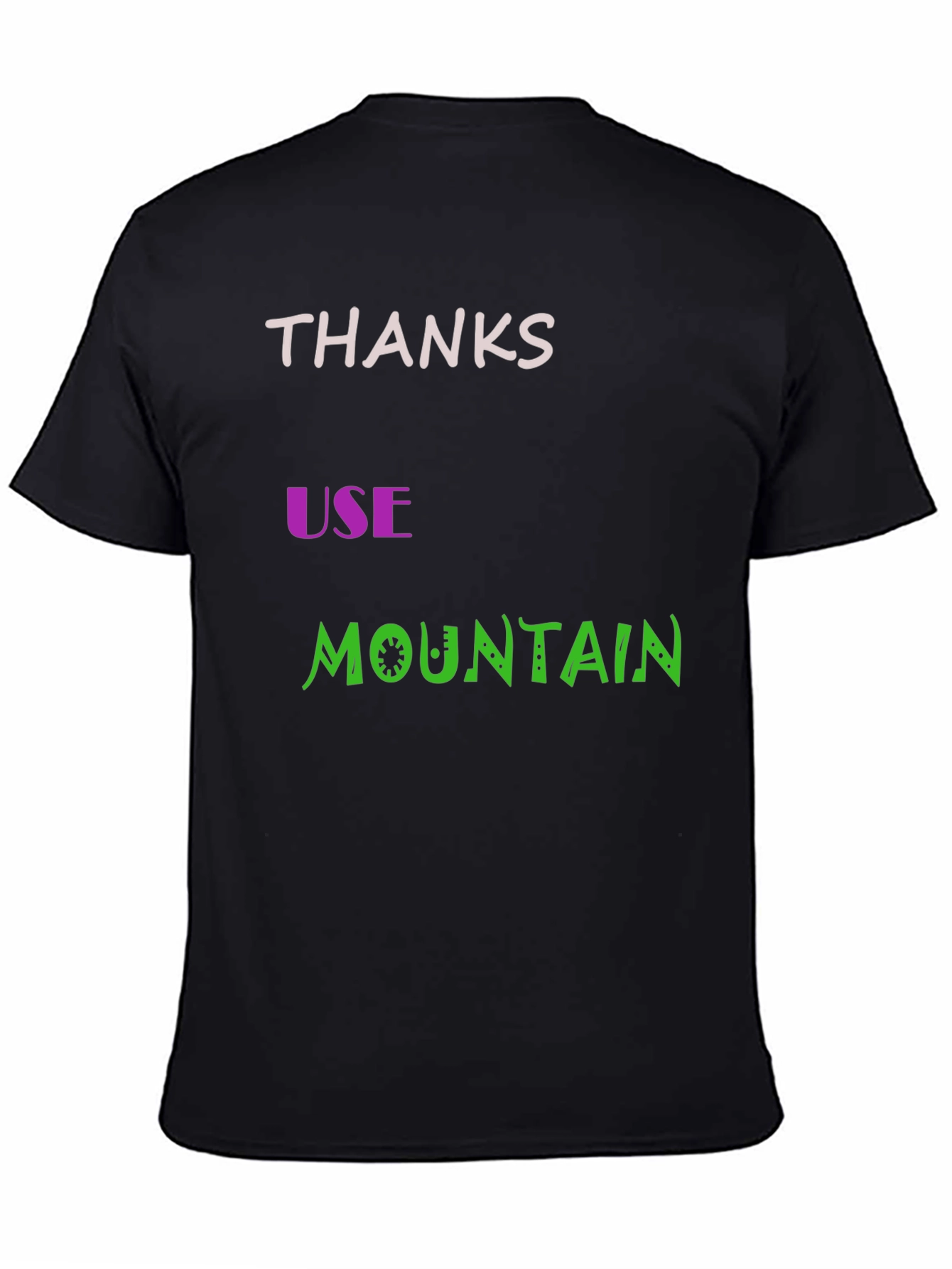 Thanks Use Mountain Black Cotton Graphic Tee