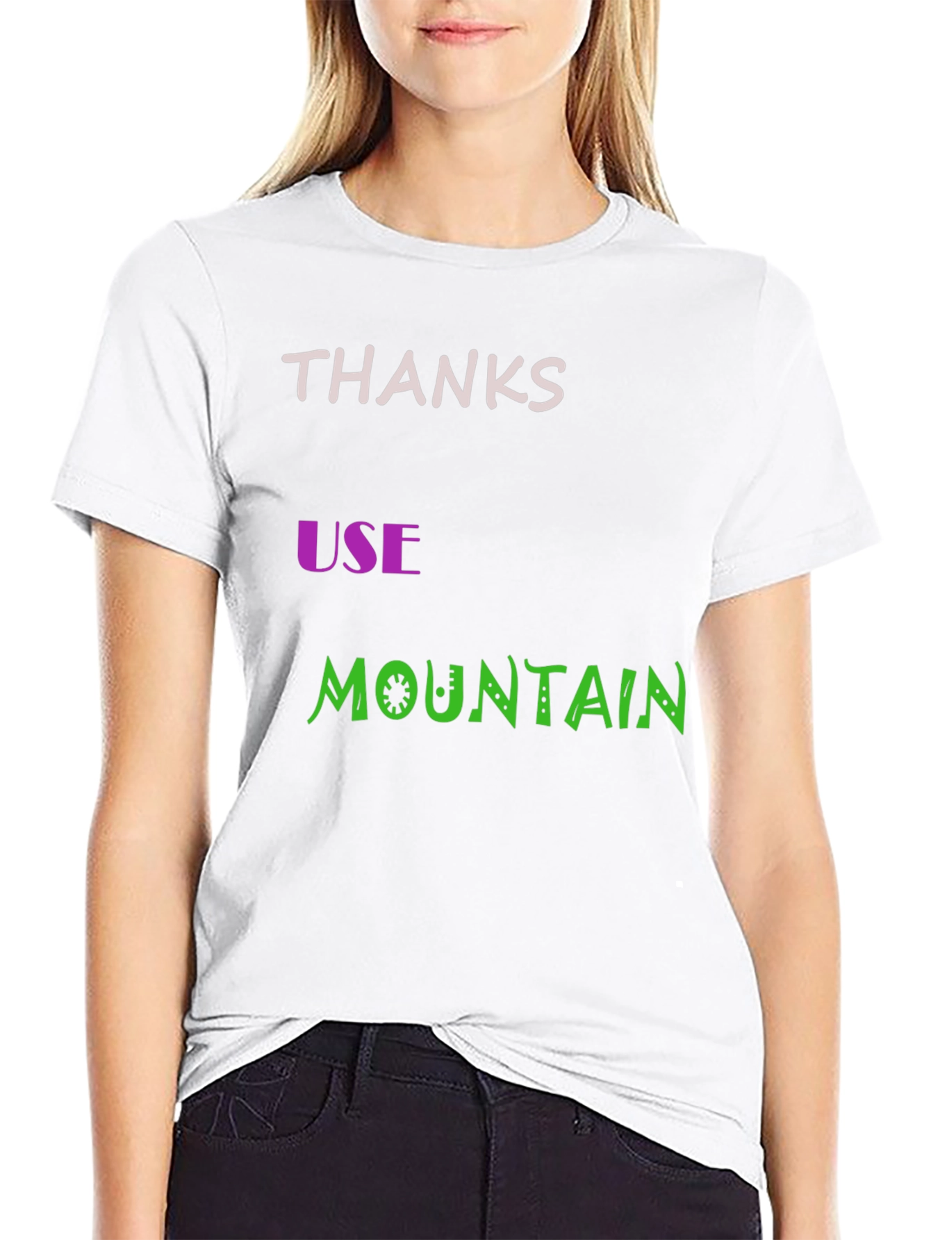 Thanks Use Mountain Black Cotton Graphic Tee