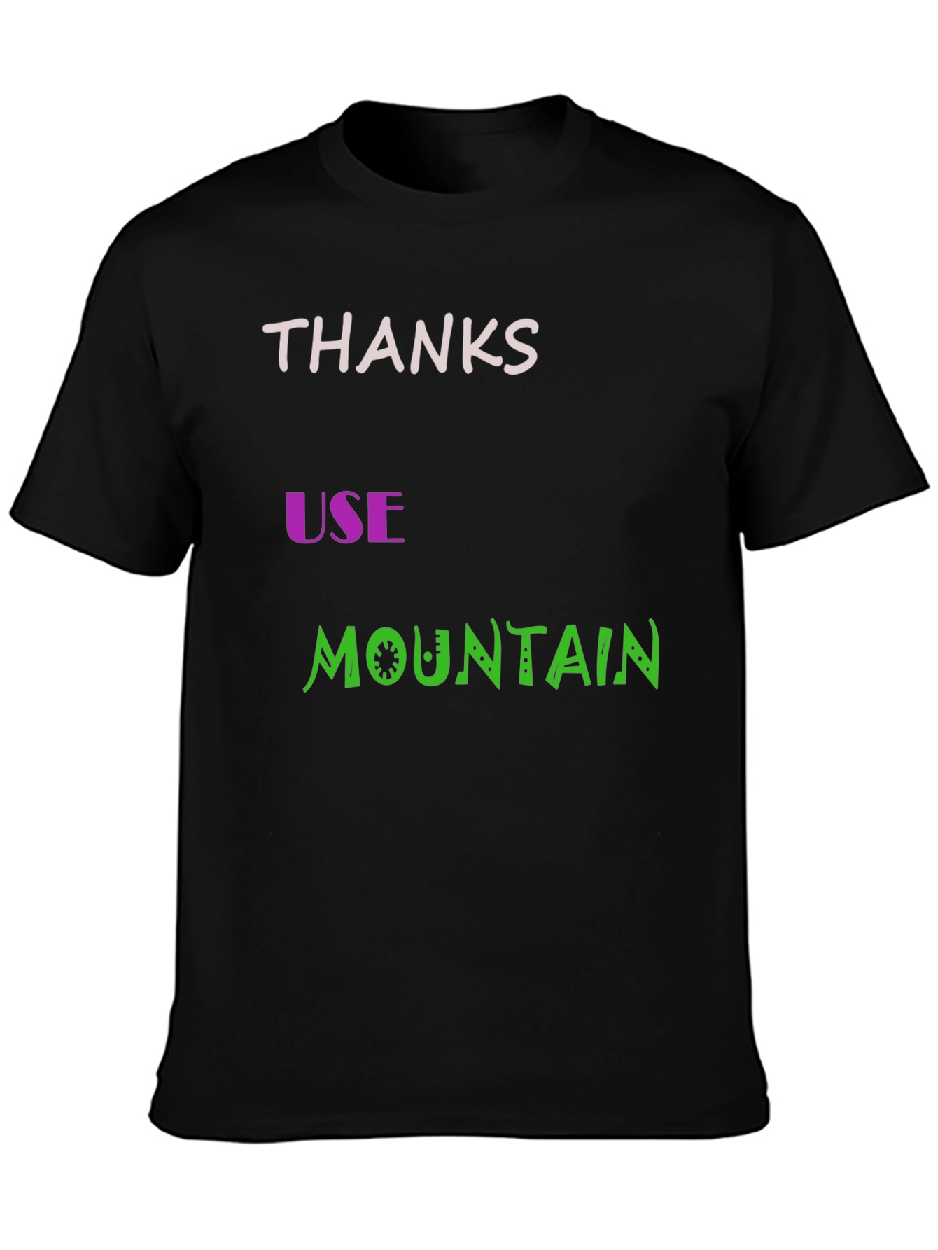 Thanks Use Mountain Black Cotton Graphic Tee