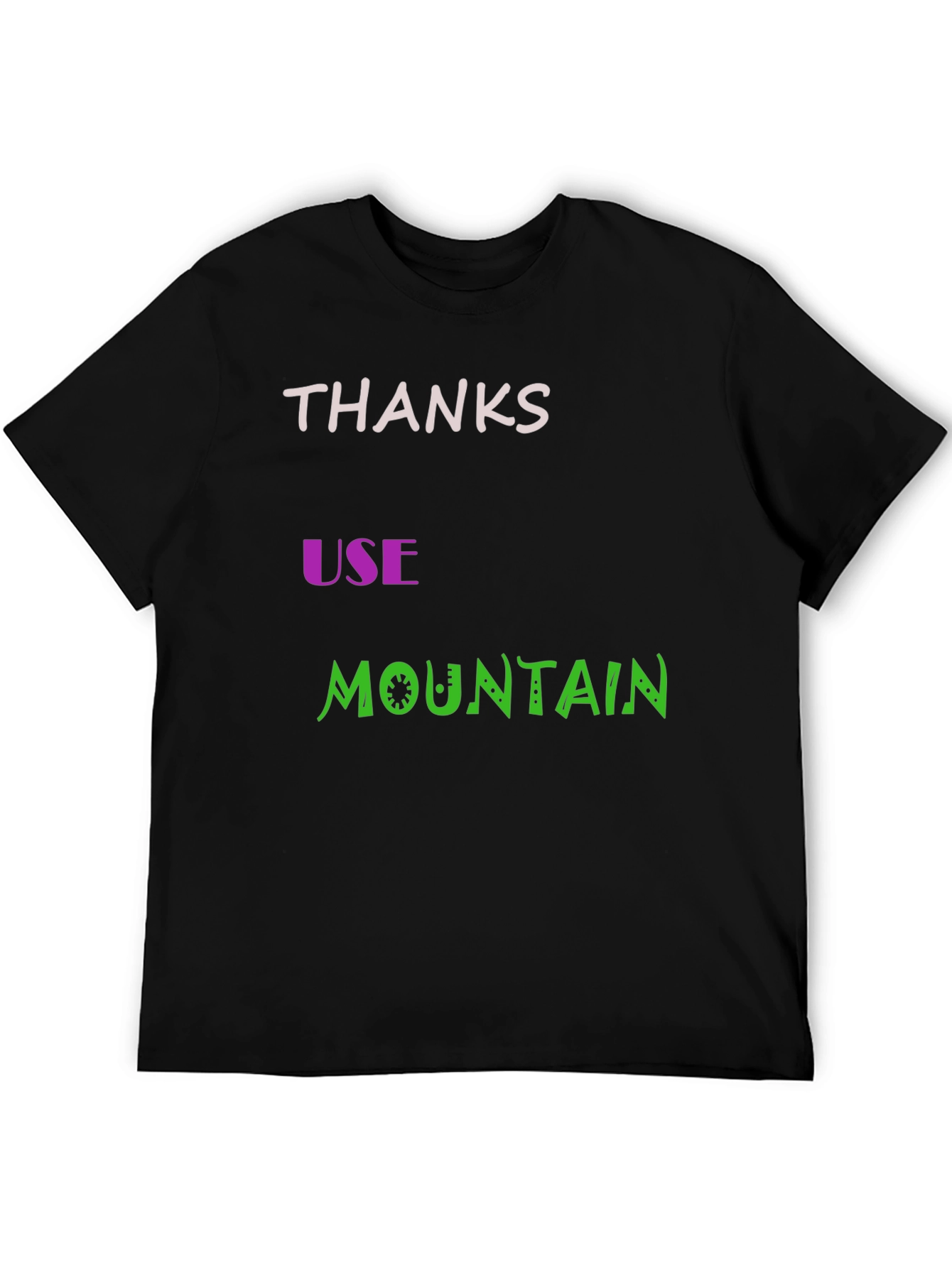 Thanks Use Mountain Black Cotton Graphic Tee