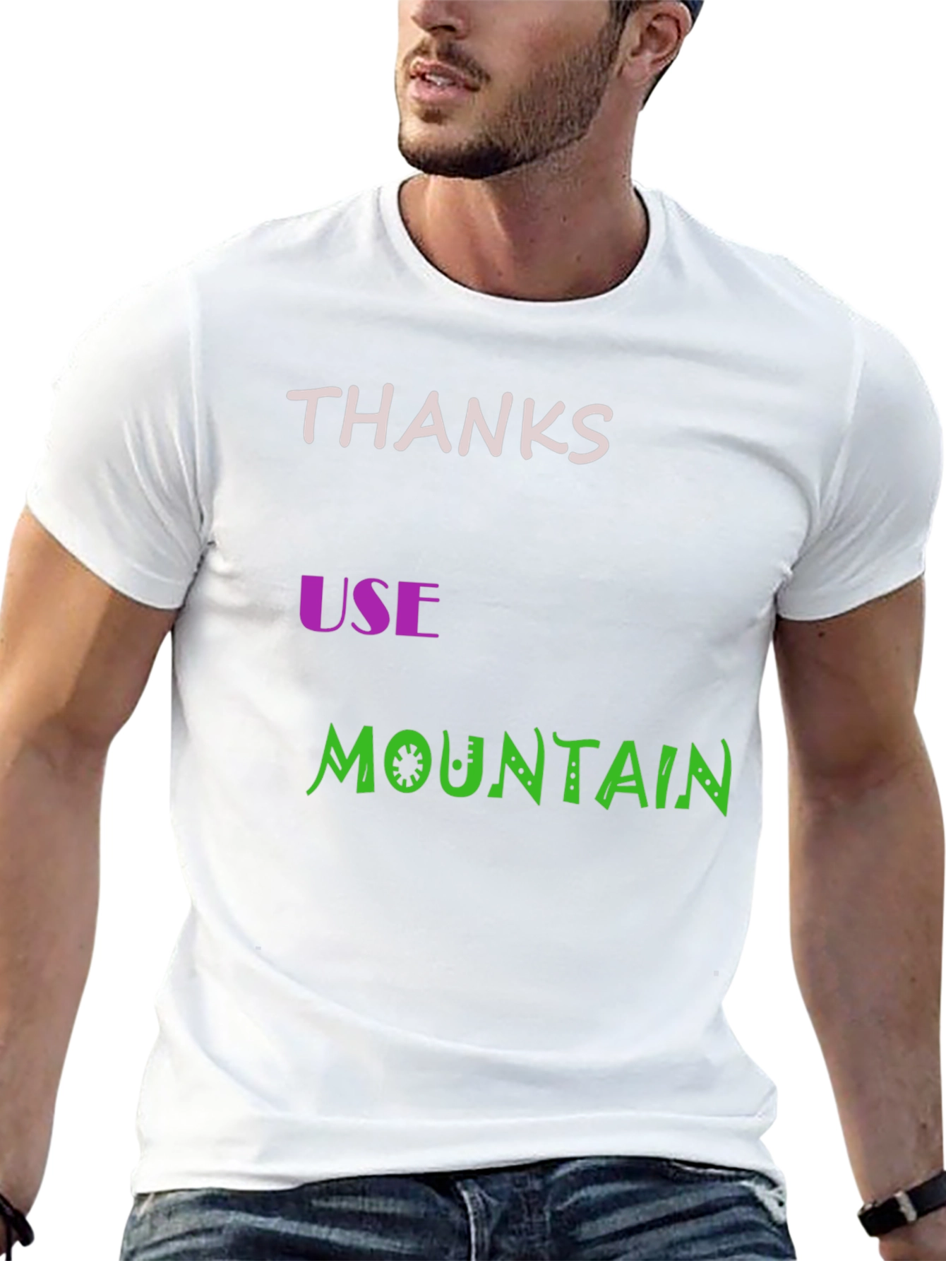 Thanks Use Mountain Black Cotton Graphic Tee