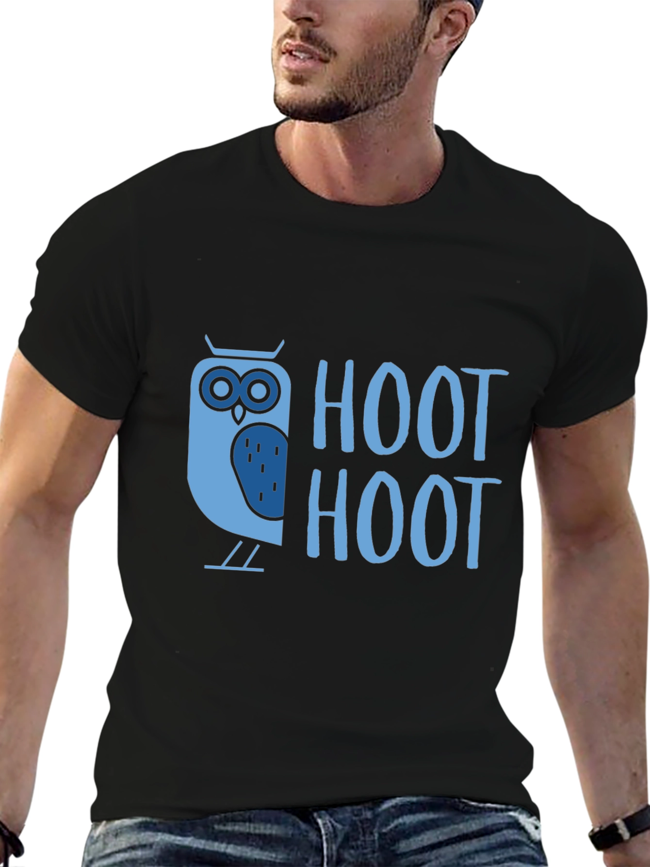 Hoot Owl Graphic Tee - Black Cotton T-Shirt