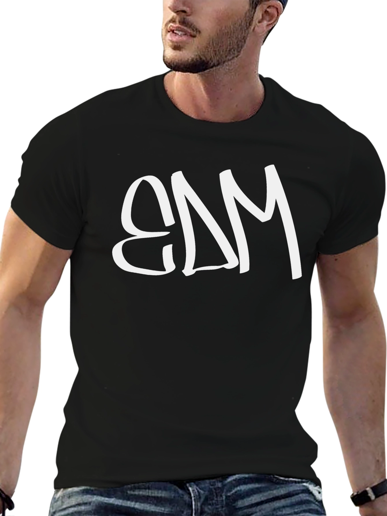 EDM Graphic Tee - Black Cotton Blend T-Shirt