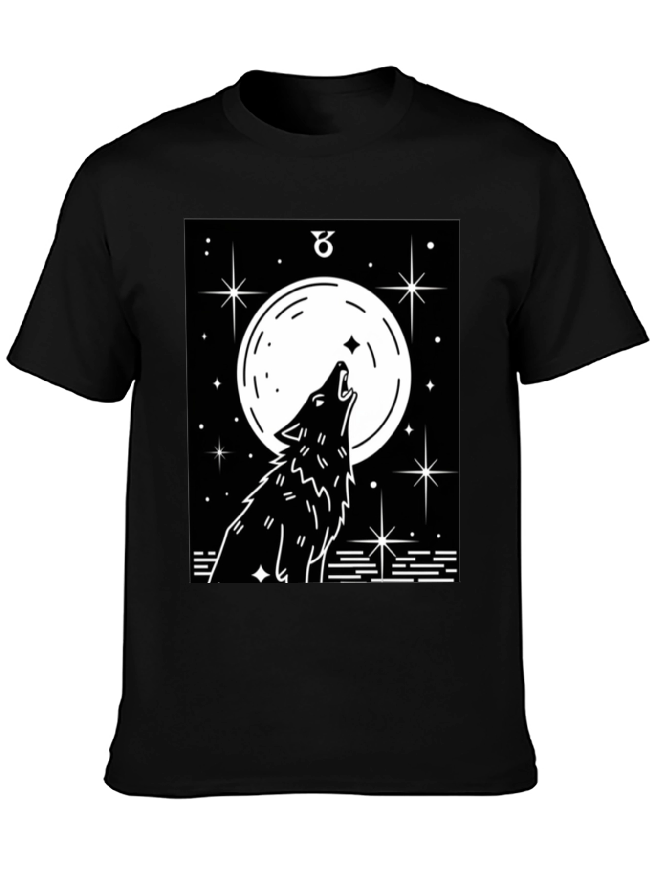 Wolf Moon Graphic Tee - Black Cotton Blend